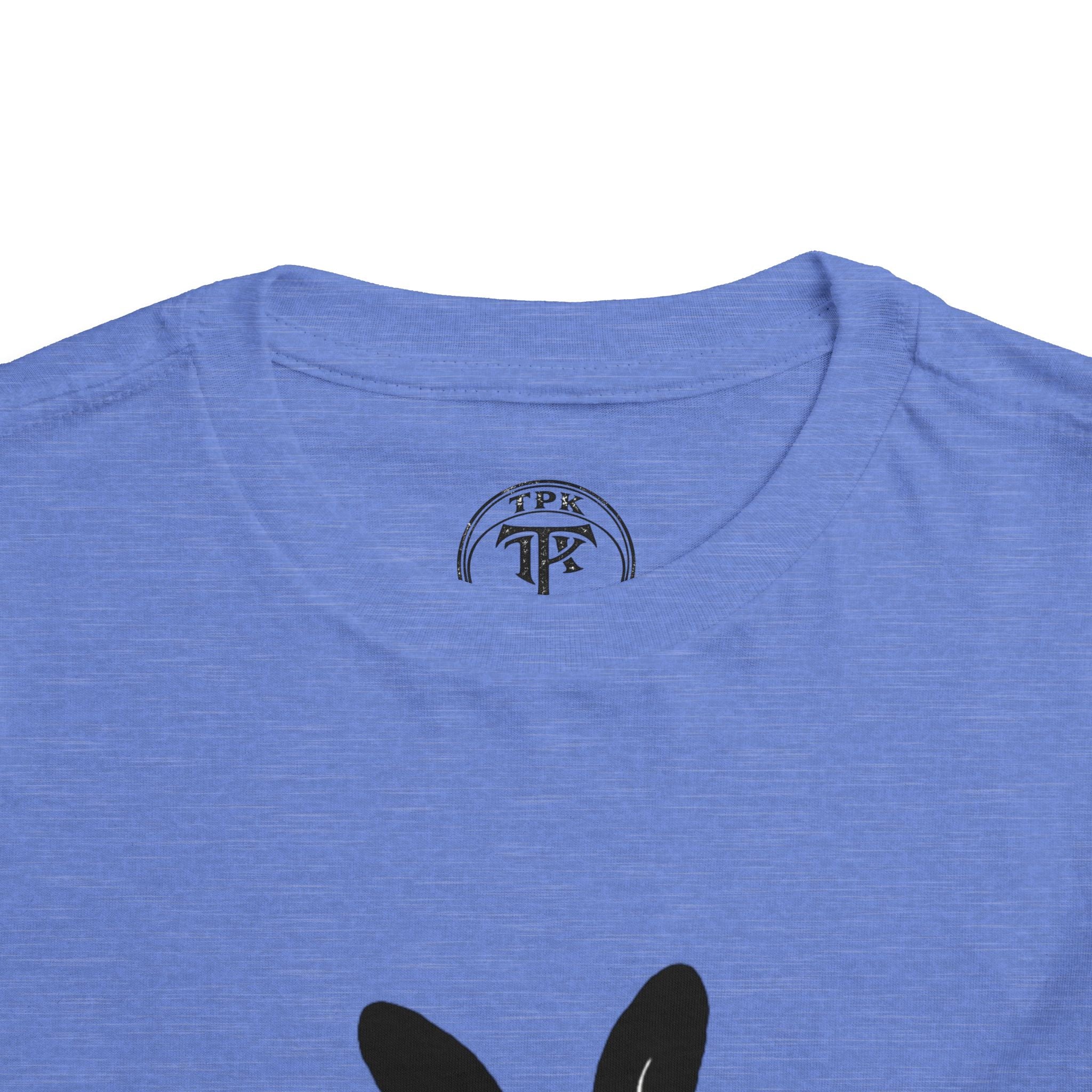 Dungeon Bunny Toddler Tee | Cute Black Bunny with Sword and Eggs