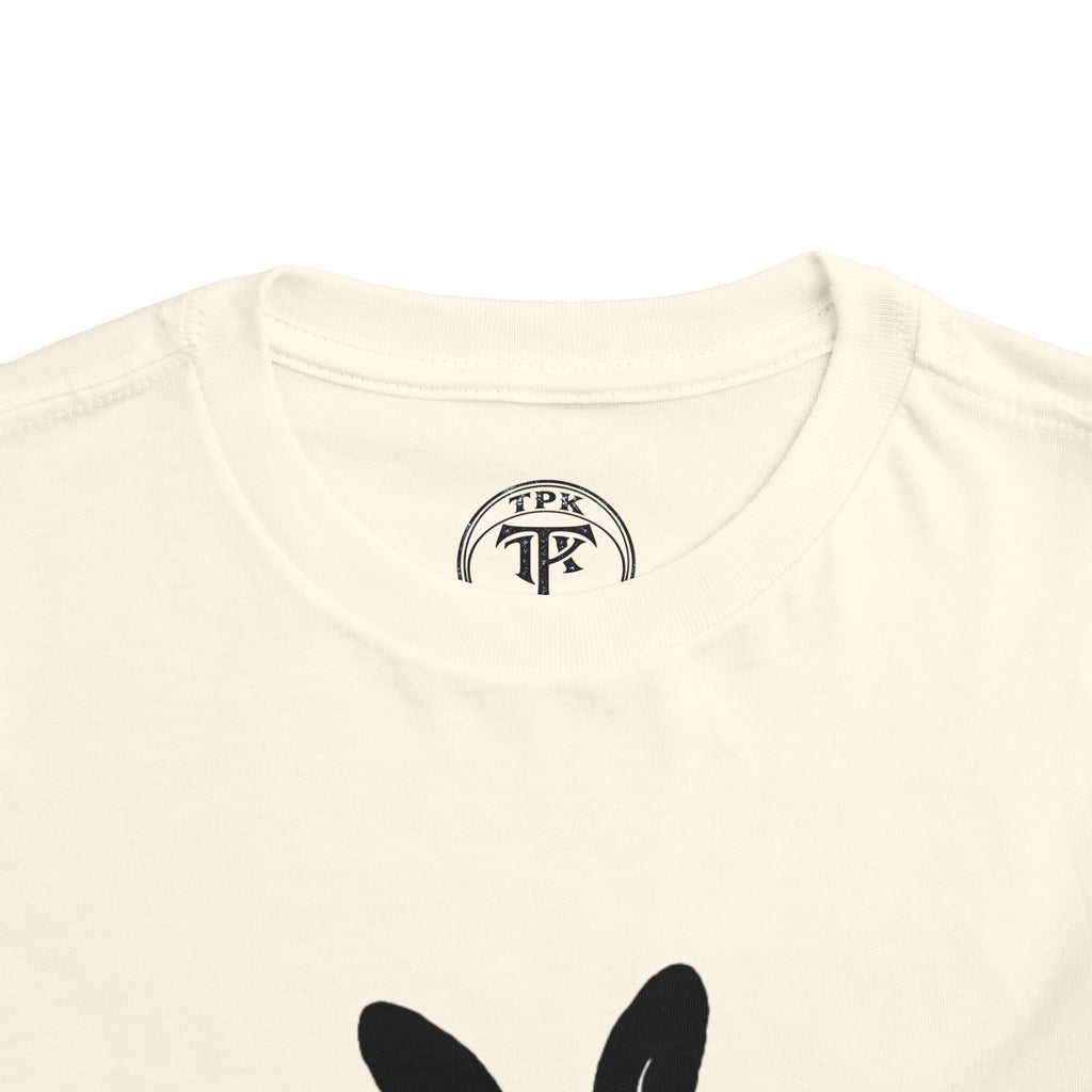 Dungeon Bunny Toddler Tee | Cute Black Bunny with Sword and Eggs
