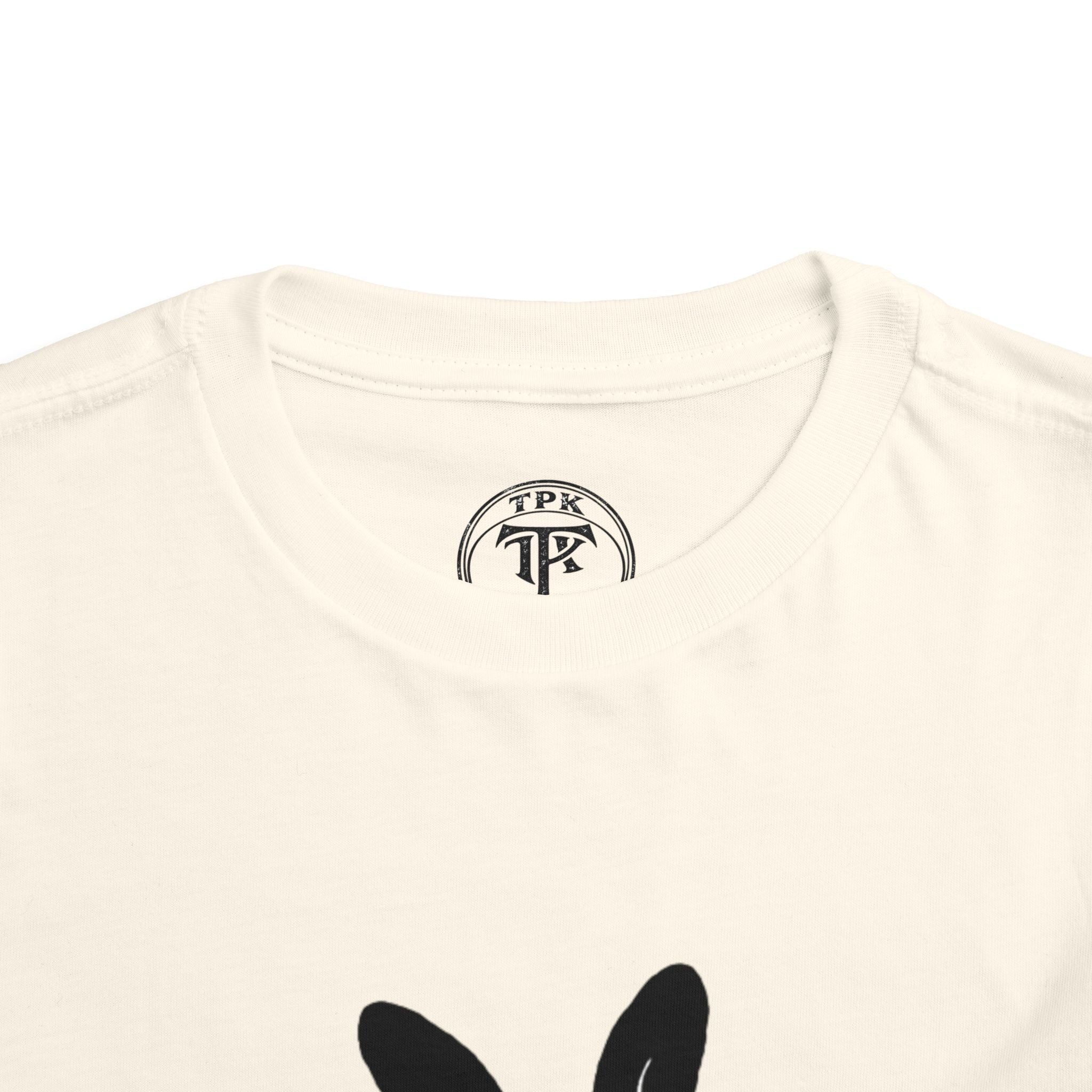 Dungeon Bunny Toddler Tee | Cute Black Bunny with Sword and Eggs
