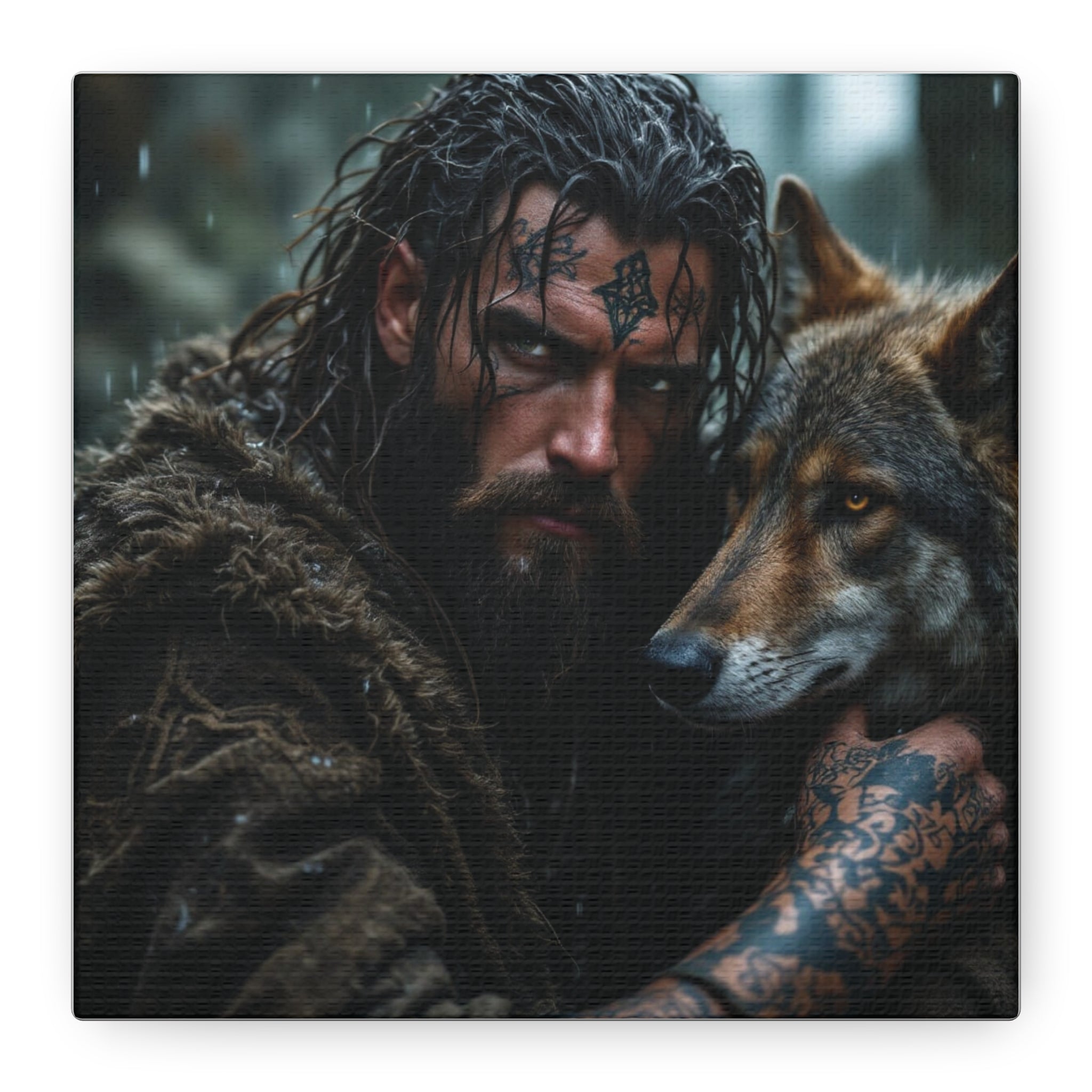 Viking Wolf Portrait Canvas Print — Matte Stretched Wall Art
