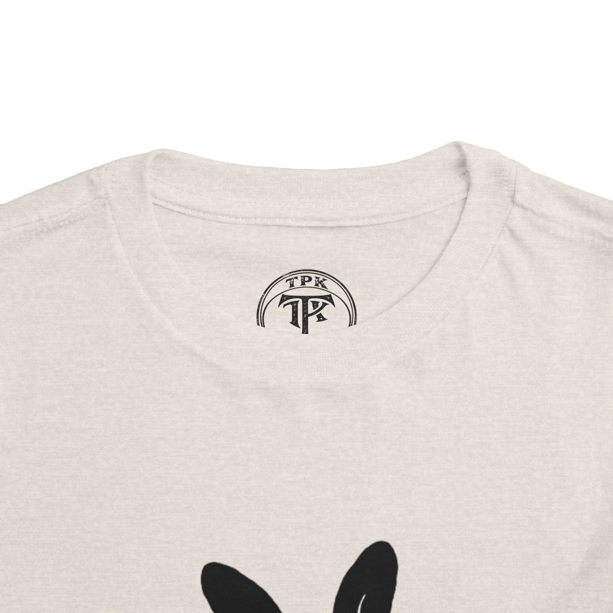 Dungeon Bunny Toddler Tee | Cute Black Bunny with Sword and Eggs