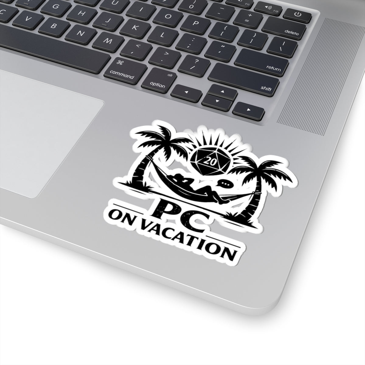 PC on Vacation Sticker | D20 Palm Tree Hammock Roll20 Gaming Sticker