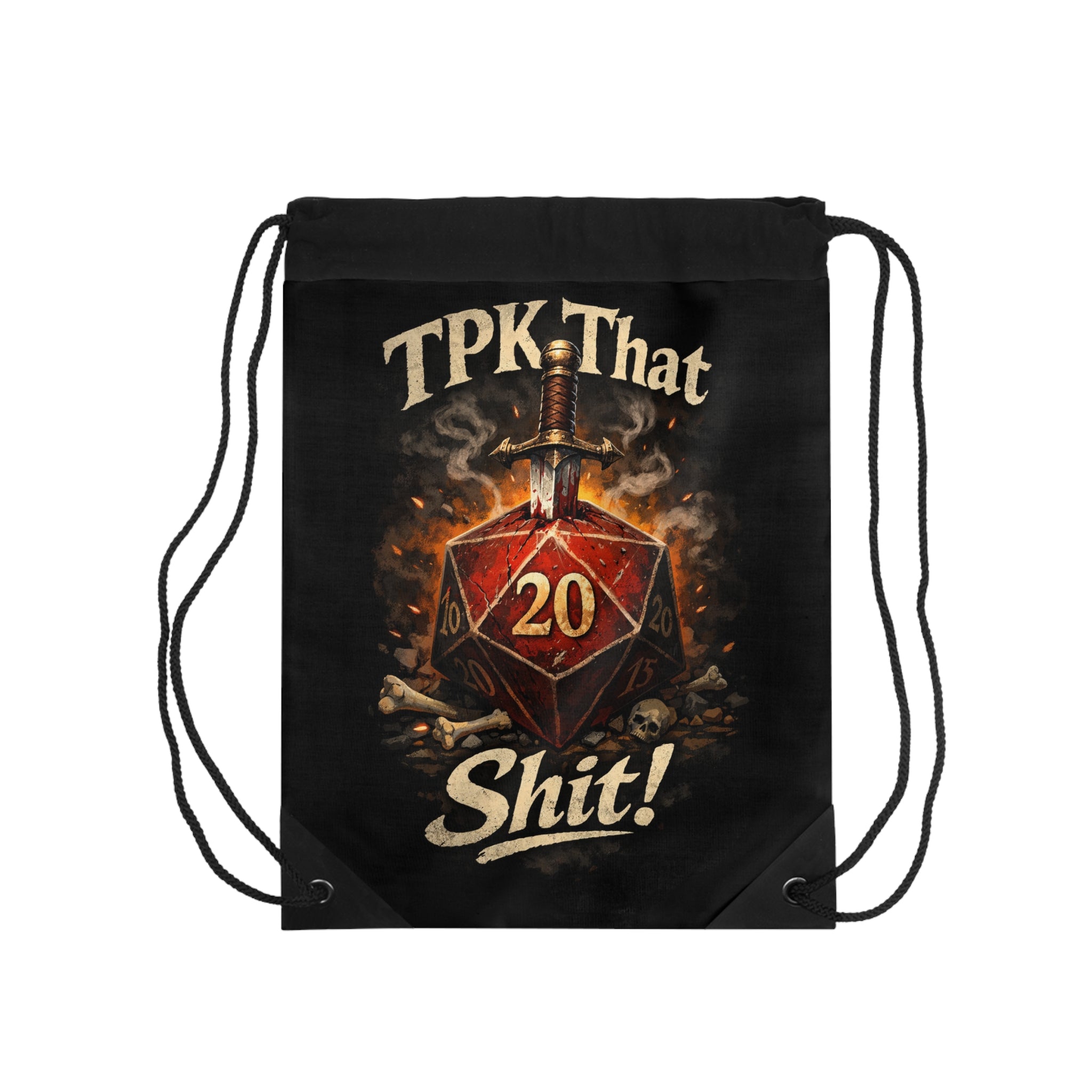 D20 Critical Hit Drawstring Bag — "TPK That Shit!" RPG Gaming Gear