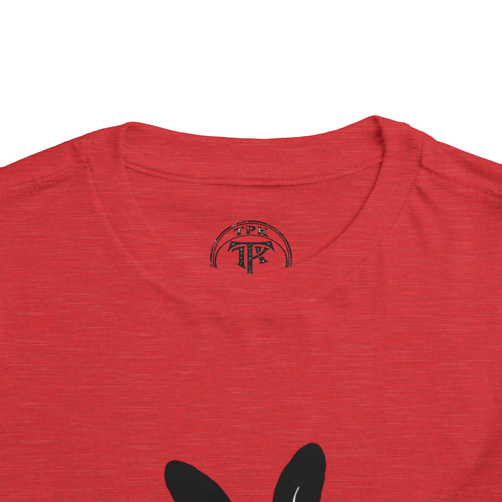 Dungeon Bunny Toddler Tee | Cute Black Bunny with Sword and Eggs