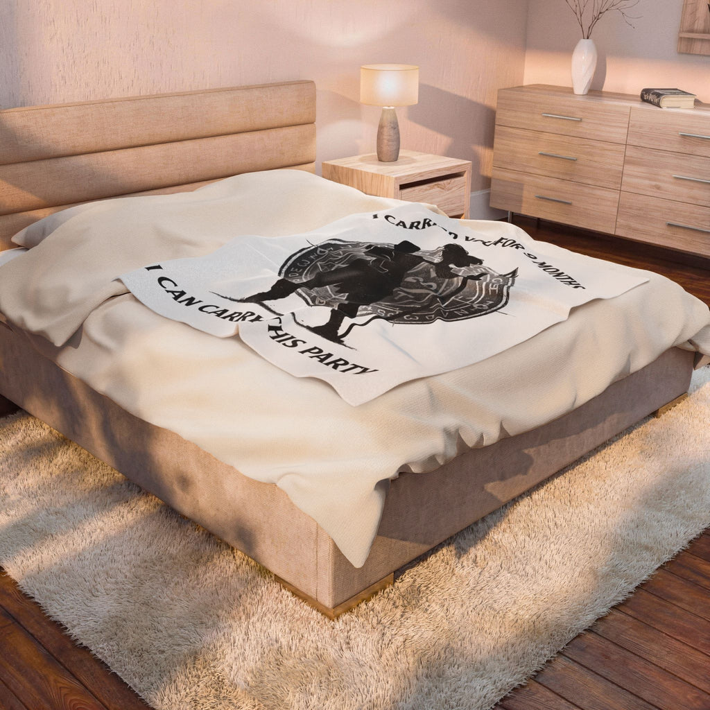 I Carried You for 9 Months I Can Carry This Party Velveteen Plush Blanket | DnD Mom Silhouette