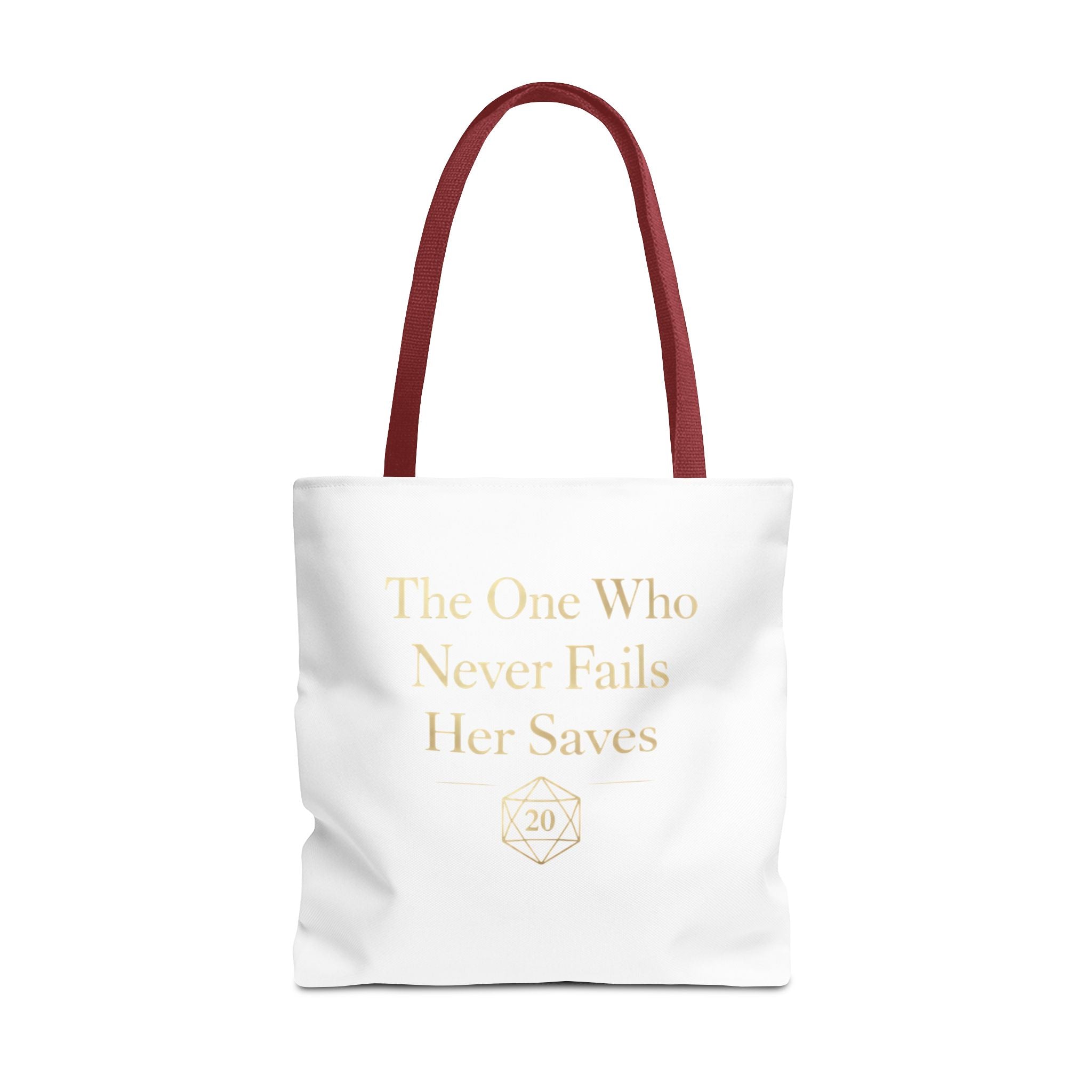 The One Who Never Fails Her Saves tote bag | RPG D20 tabletop gamer design