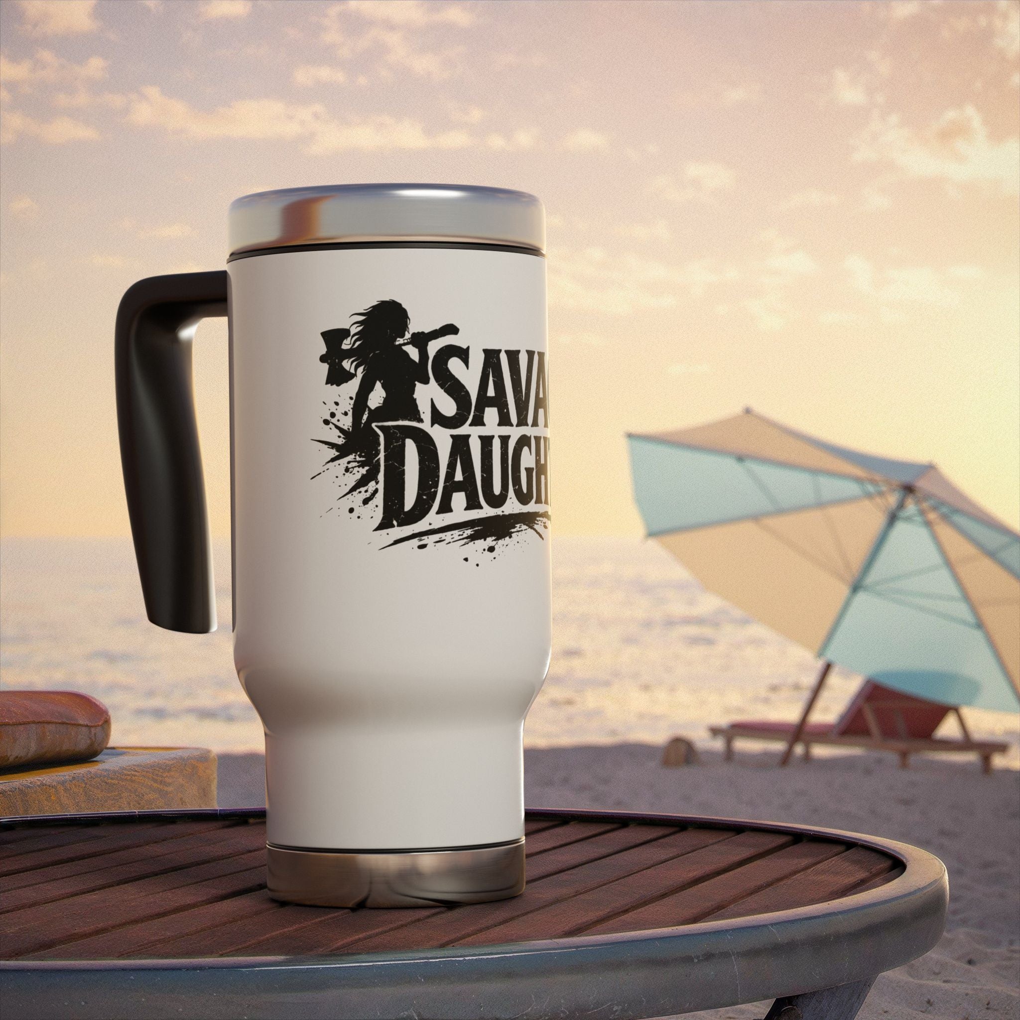 Savage Daughter travel mug | 14oz stainless steel travel mug with handle