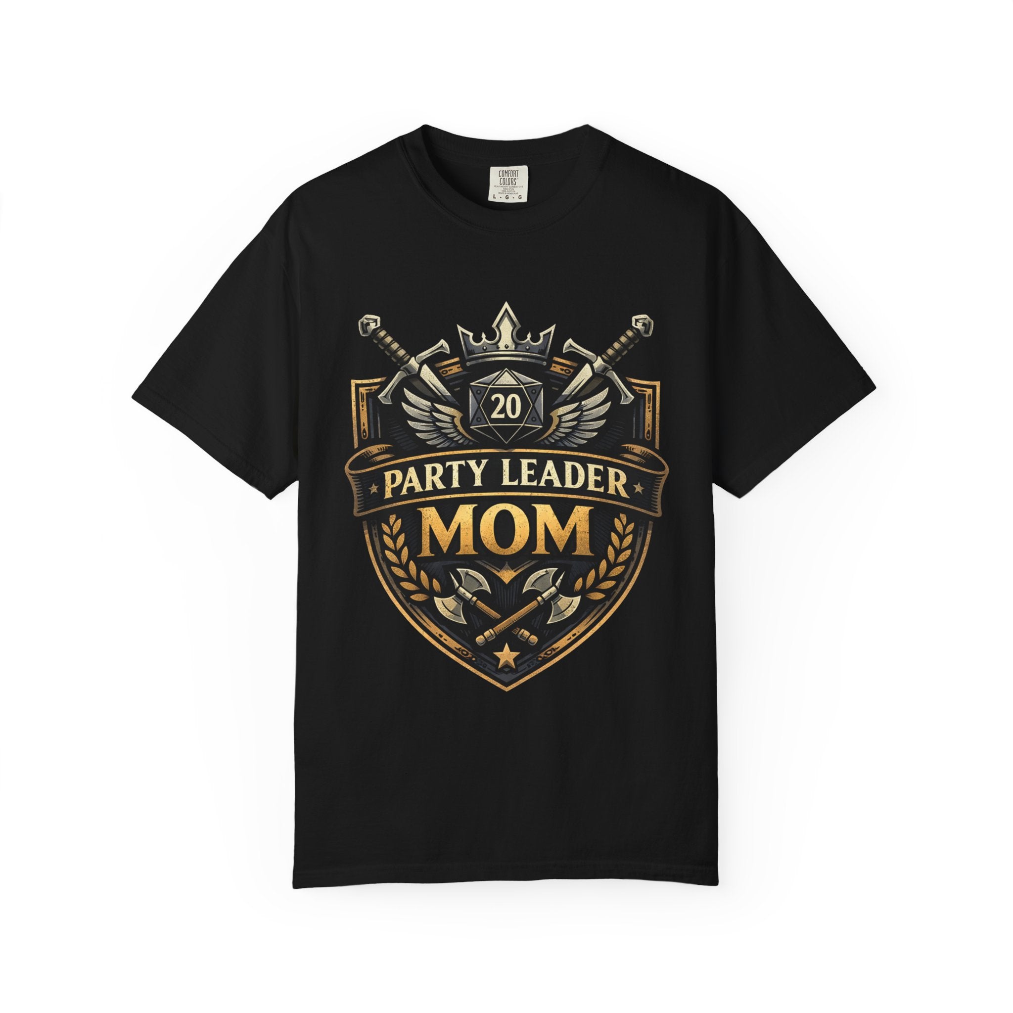 Party Leader Mom T-shirt | RPG Crest, D20 Gaming Mom Tee