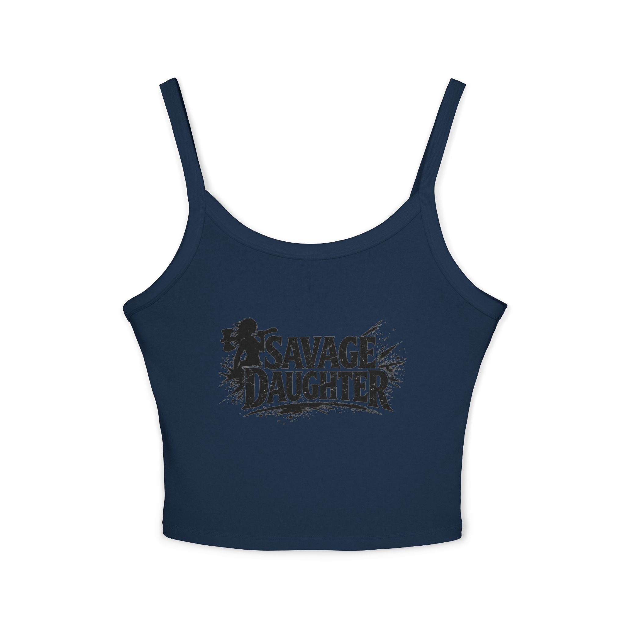 Savage Daughter Graphic Tank Top — Bold Grunge Crop Spaghetti-Strap Tee