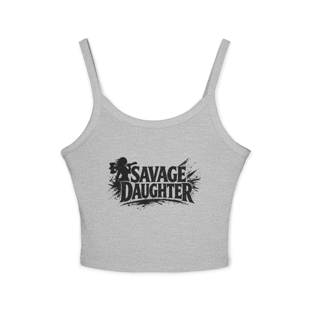 Savage Daughter Graphic Tank Top — Bold Grunge Crop Spaghetti-Strap Tee