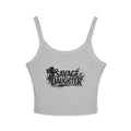 Savage Daughter Graphic Tank Top — Bold Grunge Crop Spaghetti-Strap Tee