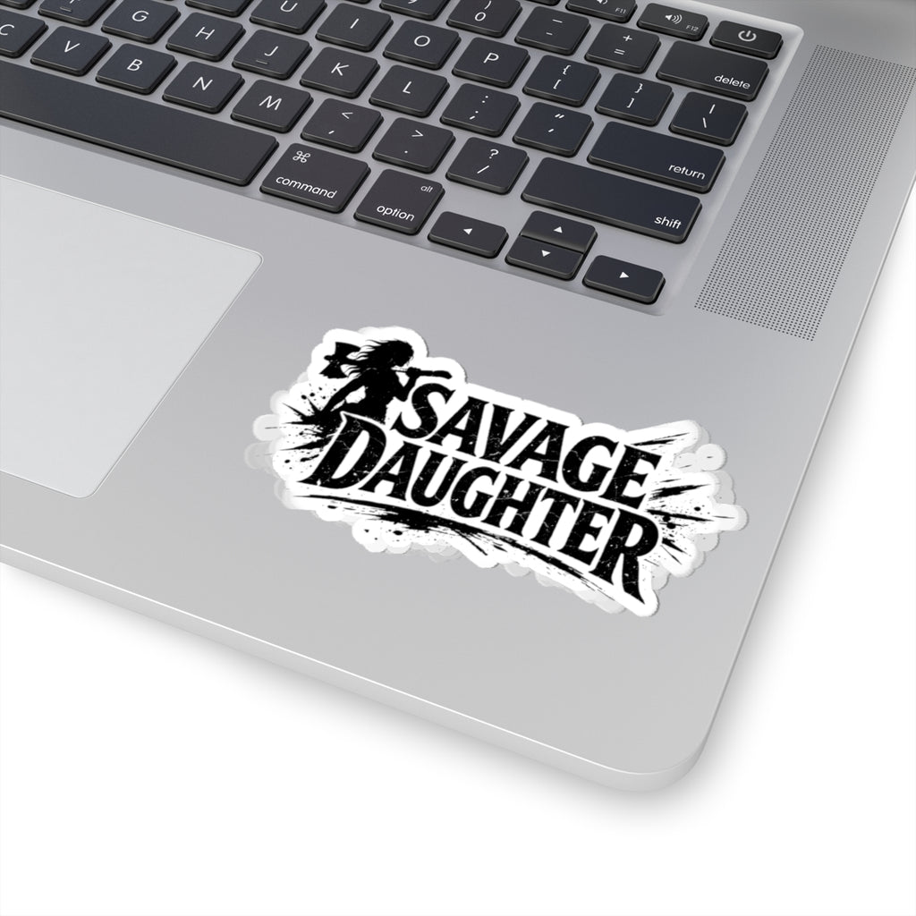 Savage Daughter Sticker | Kiss-Cut Vinyl Sticker, Biker Skull Silhouette