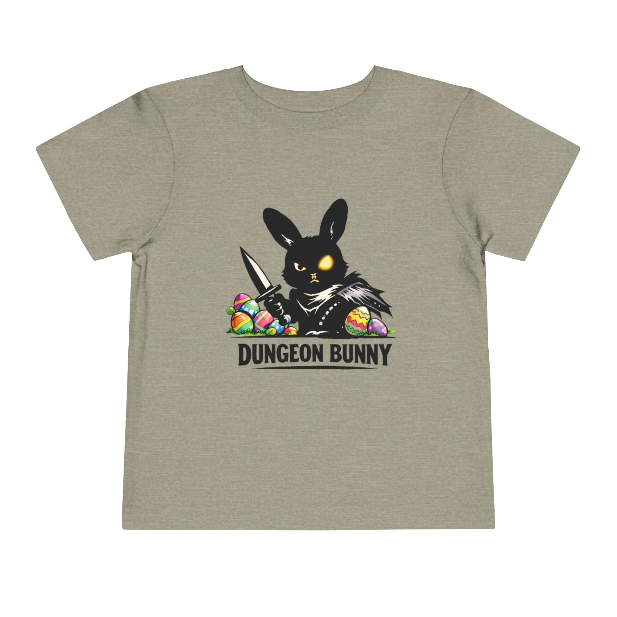 Dungeon Bunny Toddler Tee | Cute Black Bunny with Sword and Eggs