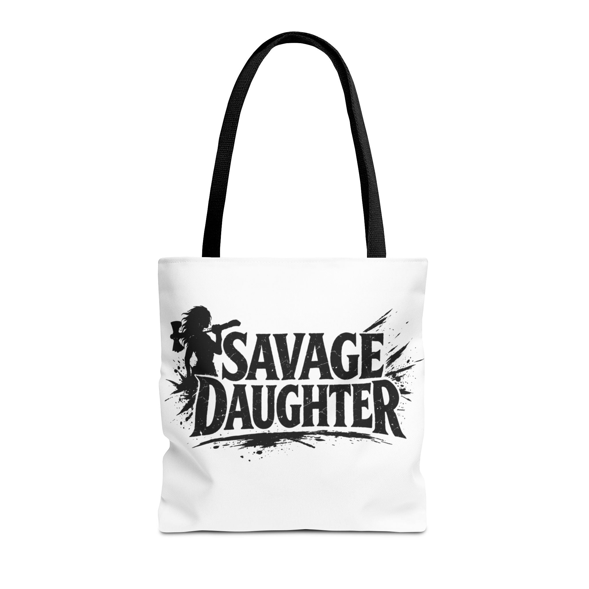Savage Daughter Tote Bag | Black Typography, Silhouette Design
