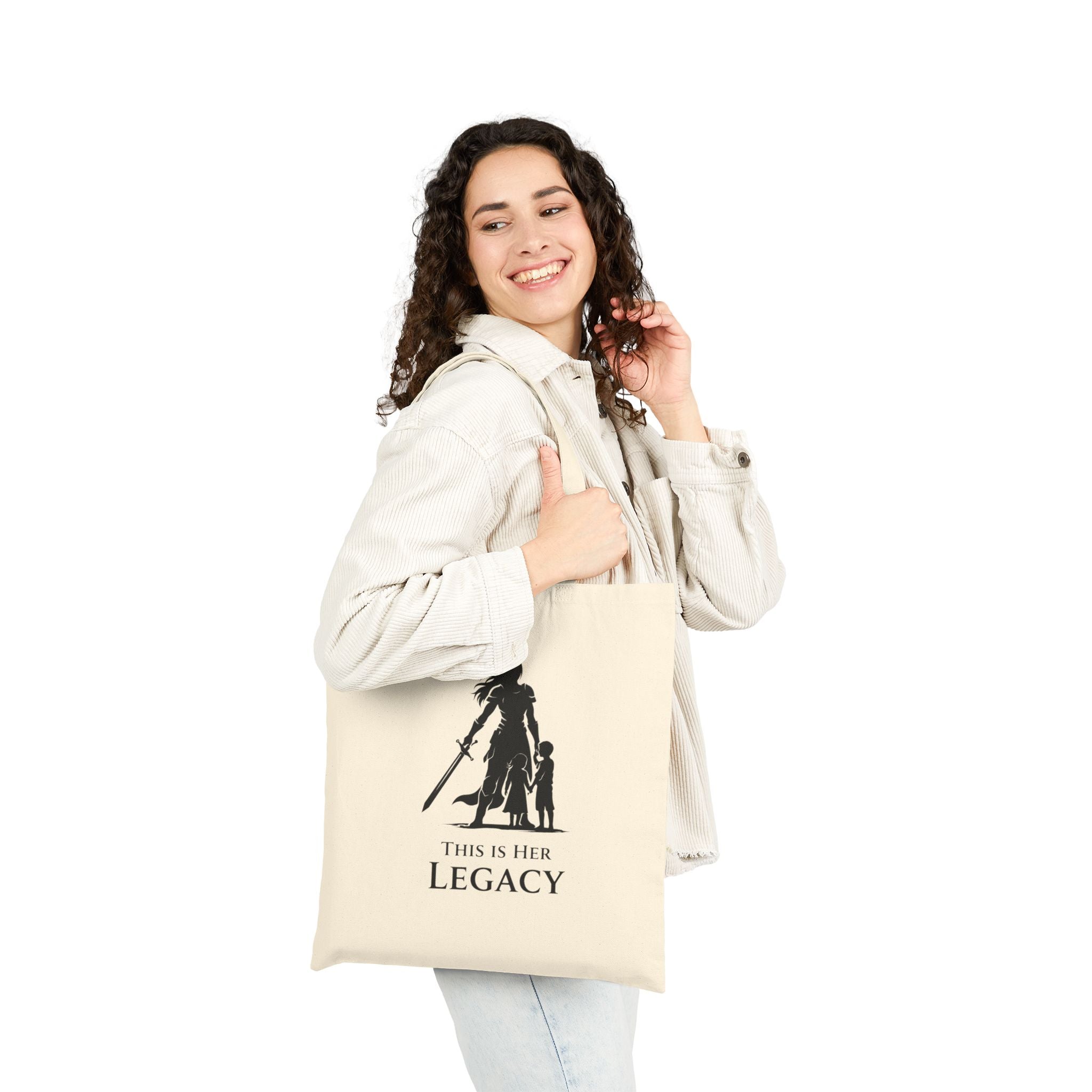 Warrior Mom Tote Bag – This Is Her Legacy – Strong Mother Gift – Meaningful Mom Bag – Everyday Carry Tote – Mother’s Day Gift
