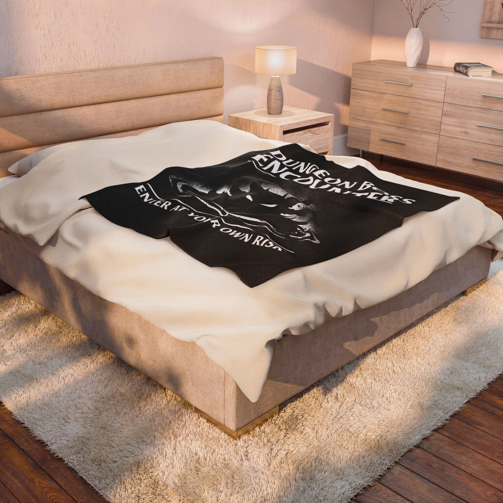 Dungeon Boss Encounter Velveteen Plush Blanket | Enter At Your Own Risk