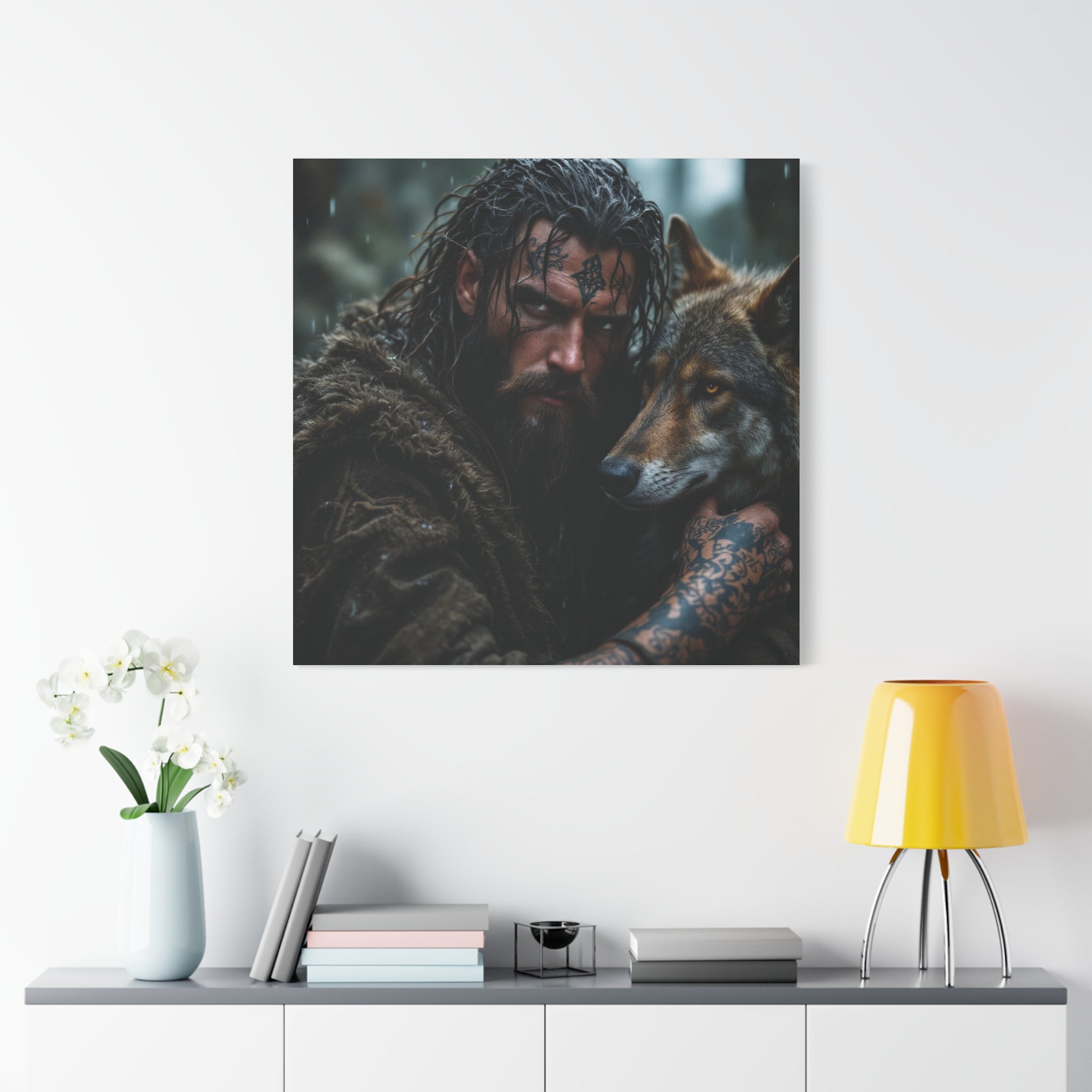 Viking Wolf Portrait Canvas Print — Matte Stretched Wall Art