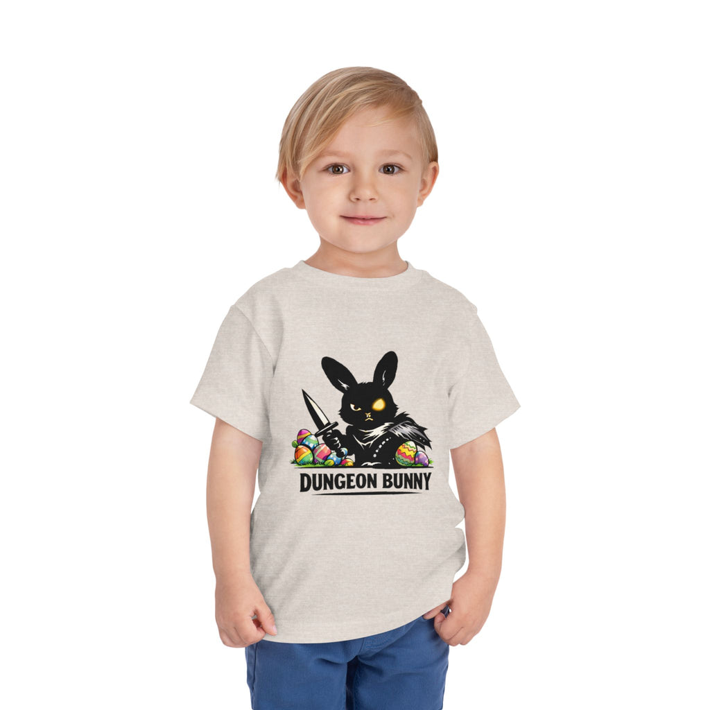 Dungeon Bunny Toddler Tee | Cute Black Bunny with Sword and Eggs