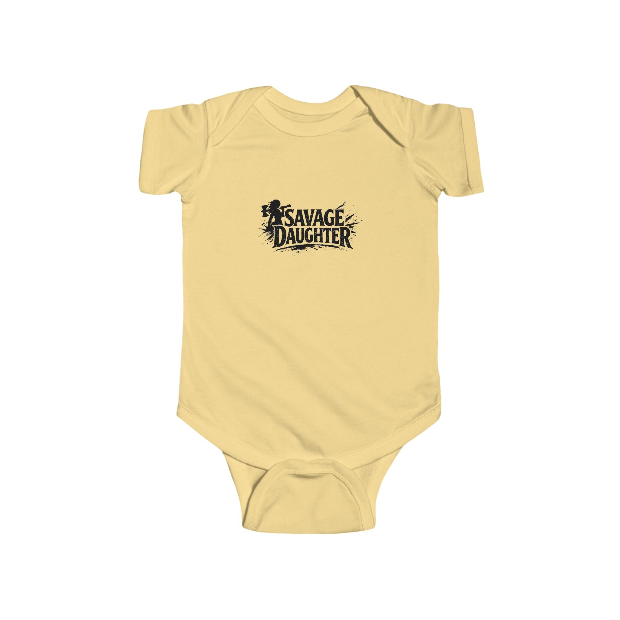 Savage Daughter logo Infant Bodysuit | Baby Onesie with Black Graphic