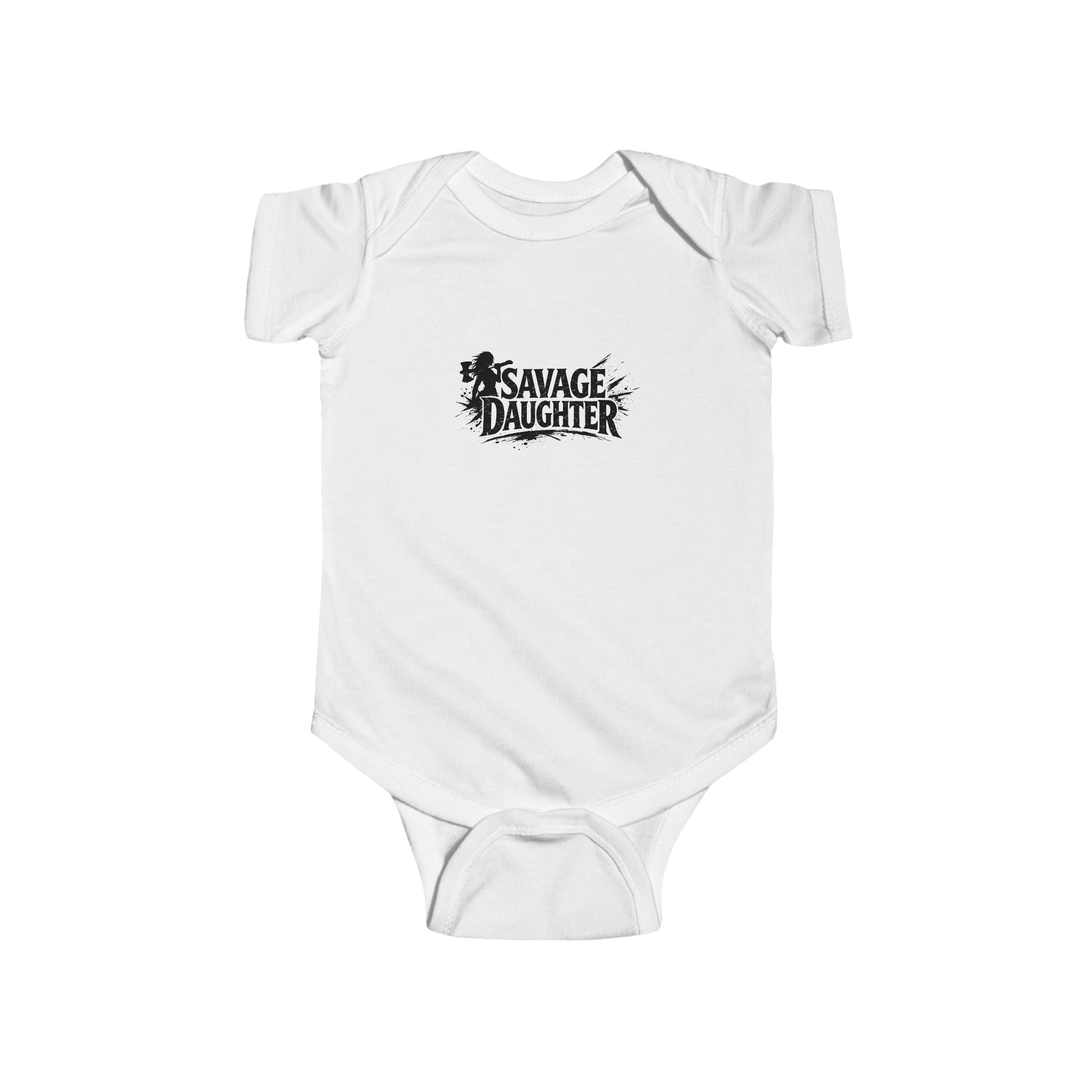 Savage Daughter logo Infant Bodysuit | Baby Onesie with Black Graphic