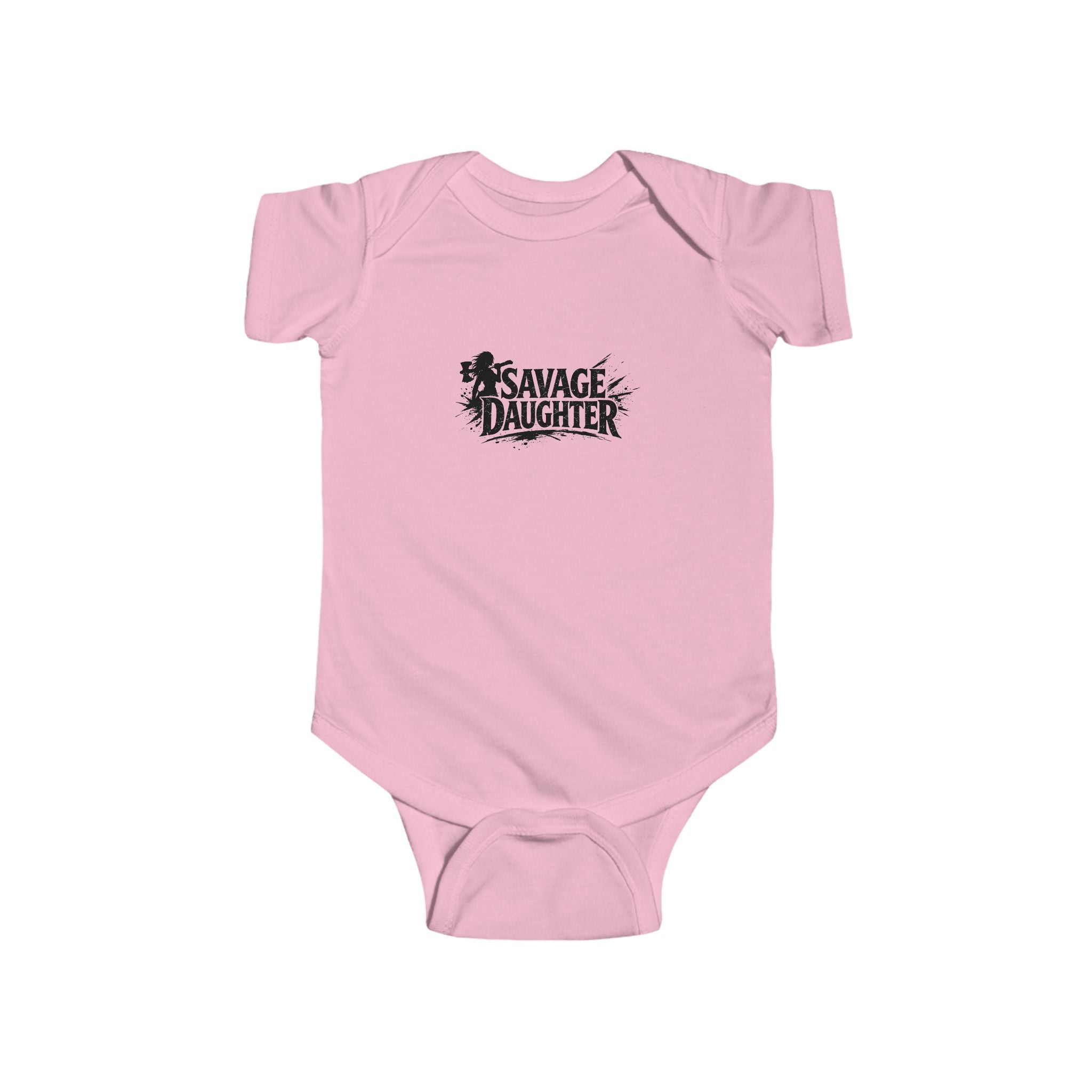 Savage Daughter logo Infant Bodysuit | Baby Onesie with Black Graphic
