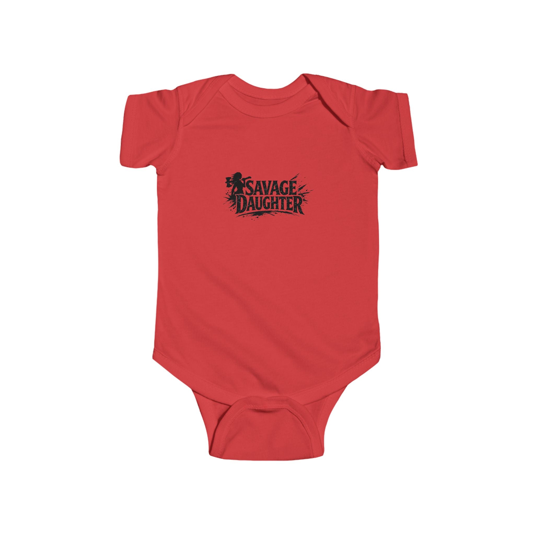 Savage Daughter logo Infant Bodysuit | Baby Onesie with Black Graphic