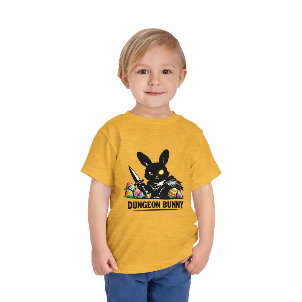 Dungeon Bunny Toddler Tee | Cute Black Bunny with Sword and Eggs