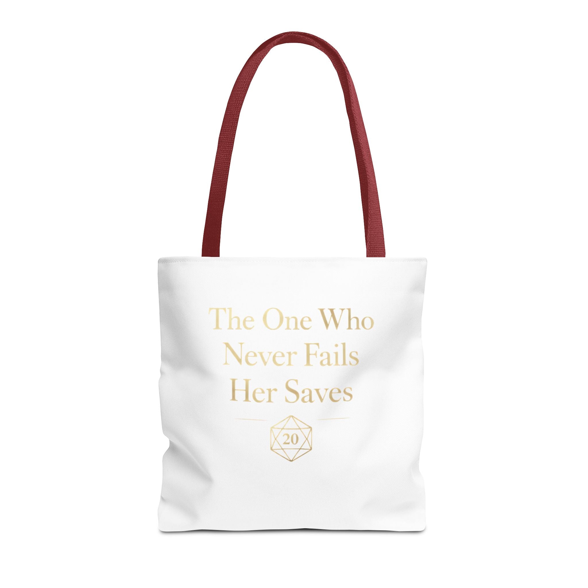 The One Who Never Fails Her Saves tote bag | RPG D20 tabletop gamer design