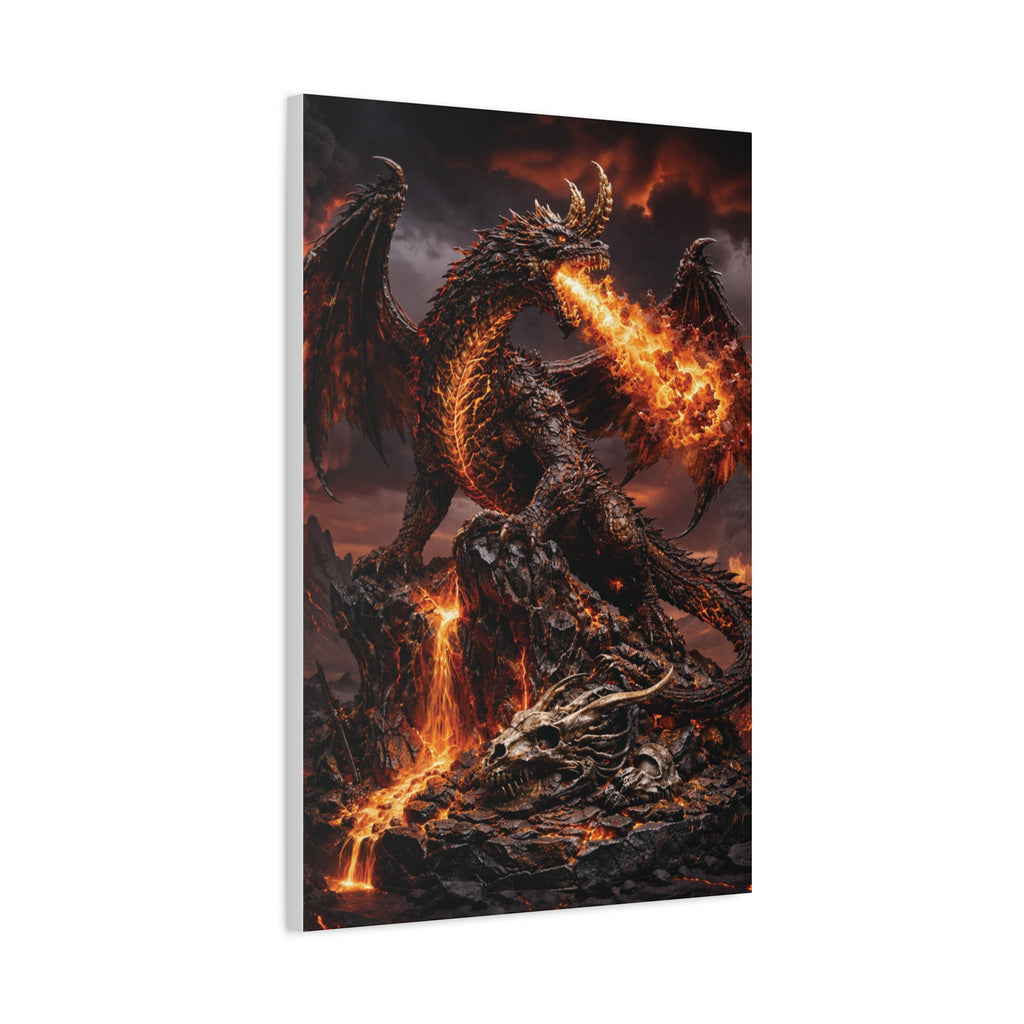 Fire Dragon Matte Canvas Print — Stretched 1.25" Fantasy Wall Art