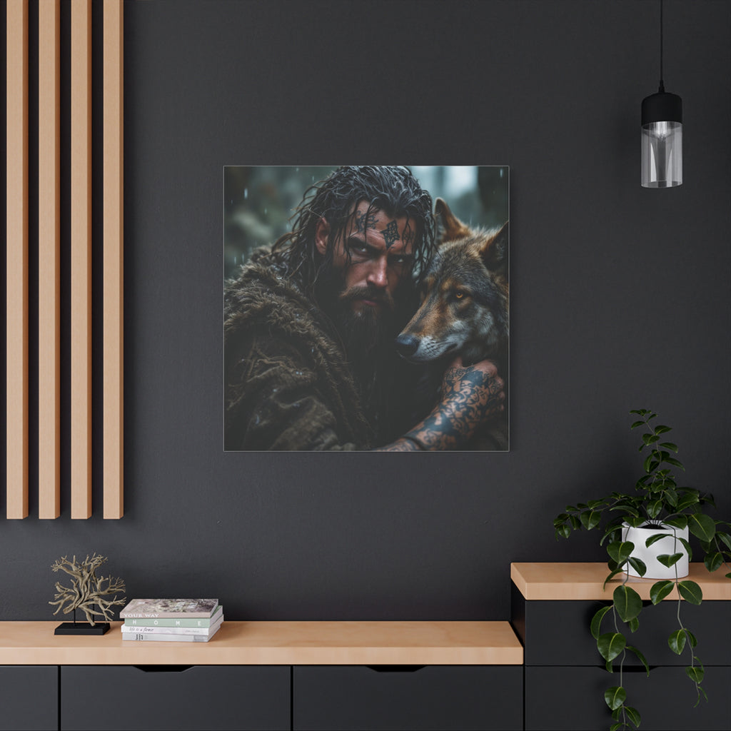 Viking Wolf Portrait Canvas Print — Matte Stretched Wall Art