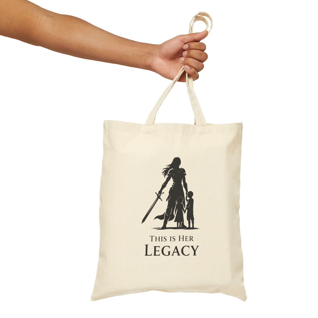 Warrior Mom Tote Bag – This Is Her Legacy – Strong Mother Gift – Meaningful Mom Bag – Everyday Carry Tote – Mother’s Day Gift