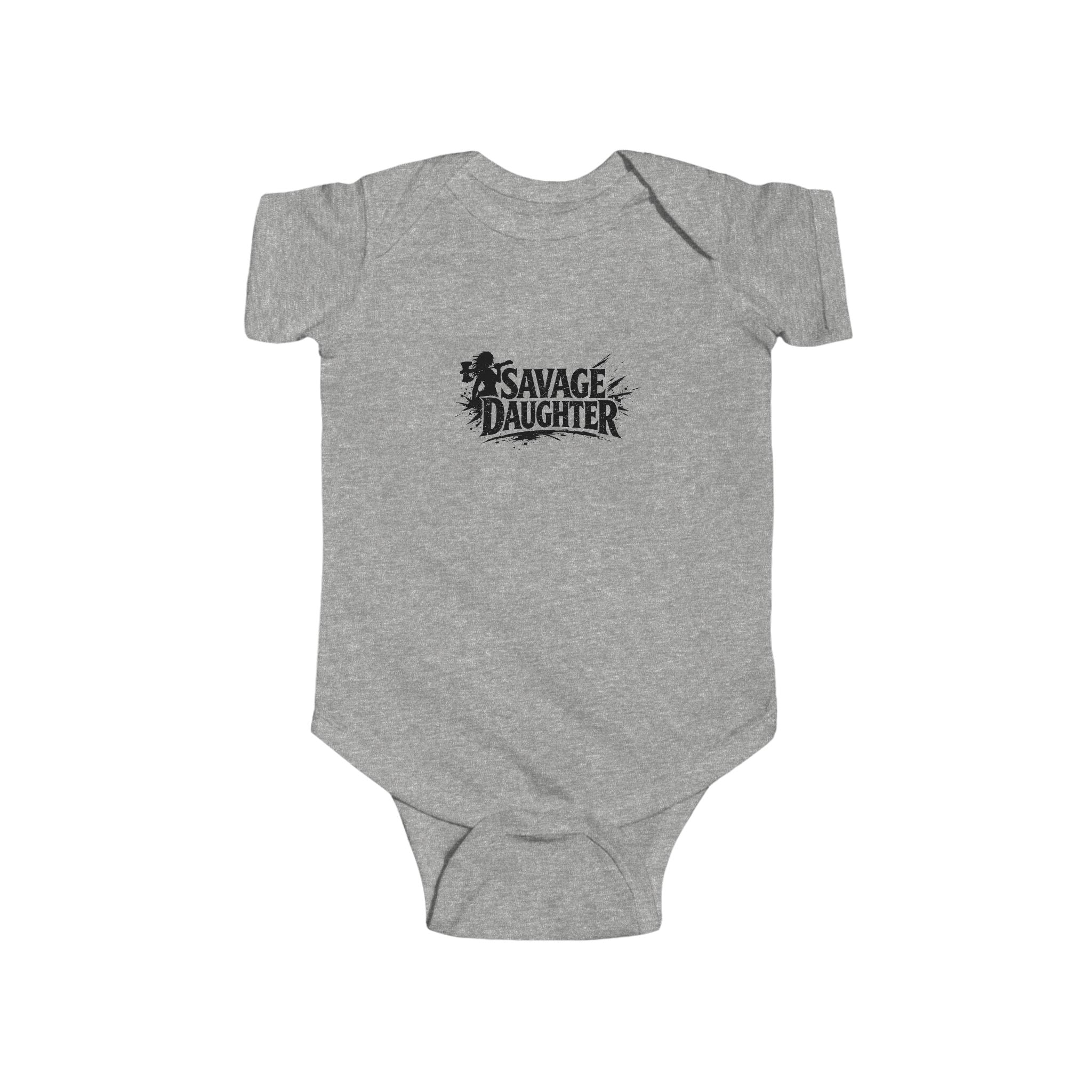 Savage Daughter logo Infant Bodysuit | Baby Onesie with Black Graphic