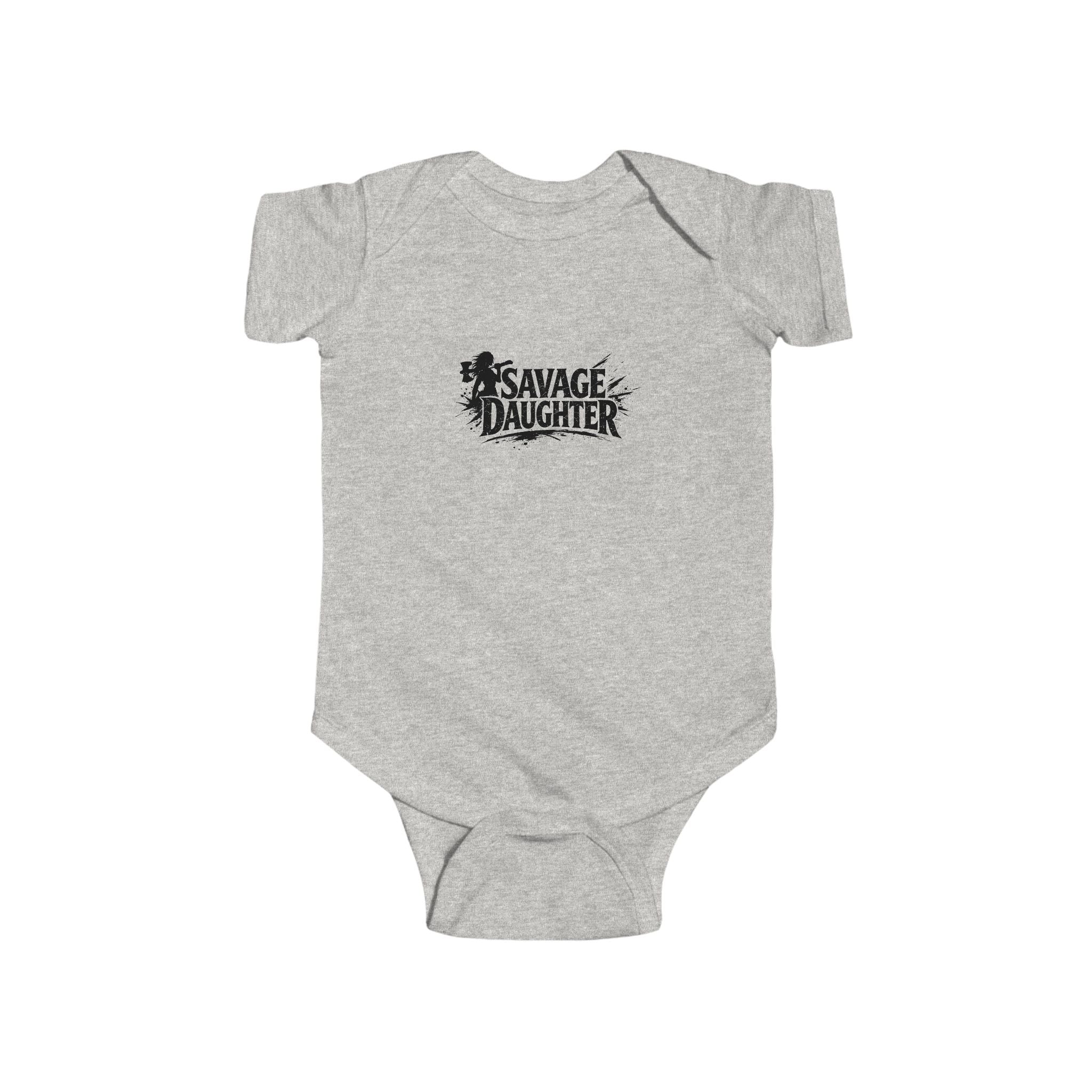 Savage Daughter logo Infant Bodysuit | Baby Onesie with Black Graphic