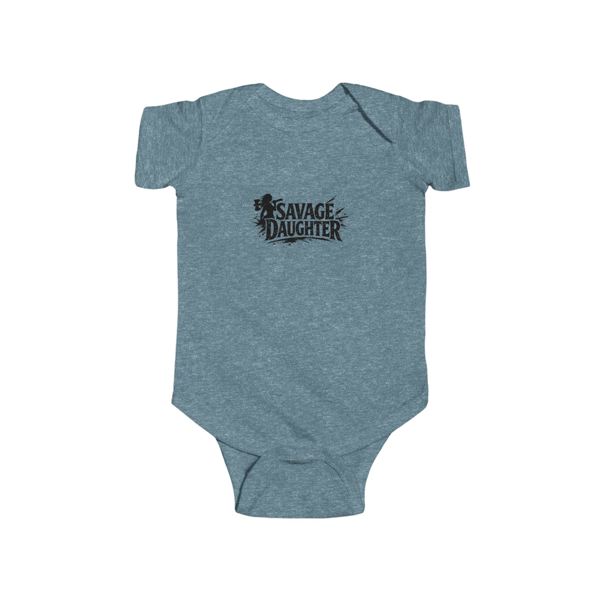 Savage Daughter logo Infant Bodysuit | Baby Onesie with Black Graphic