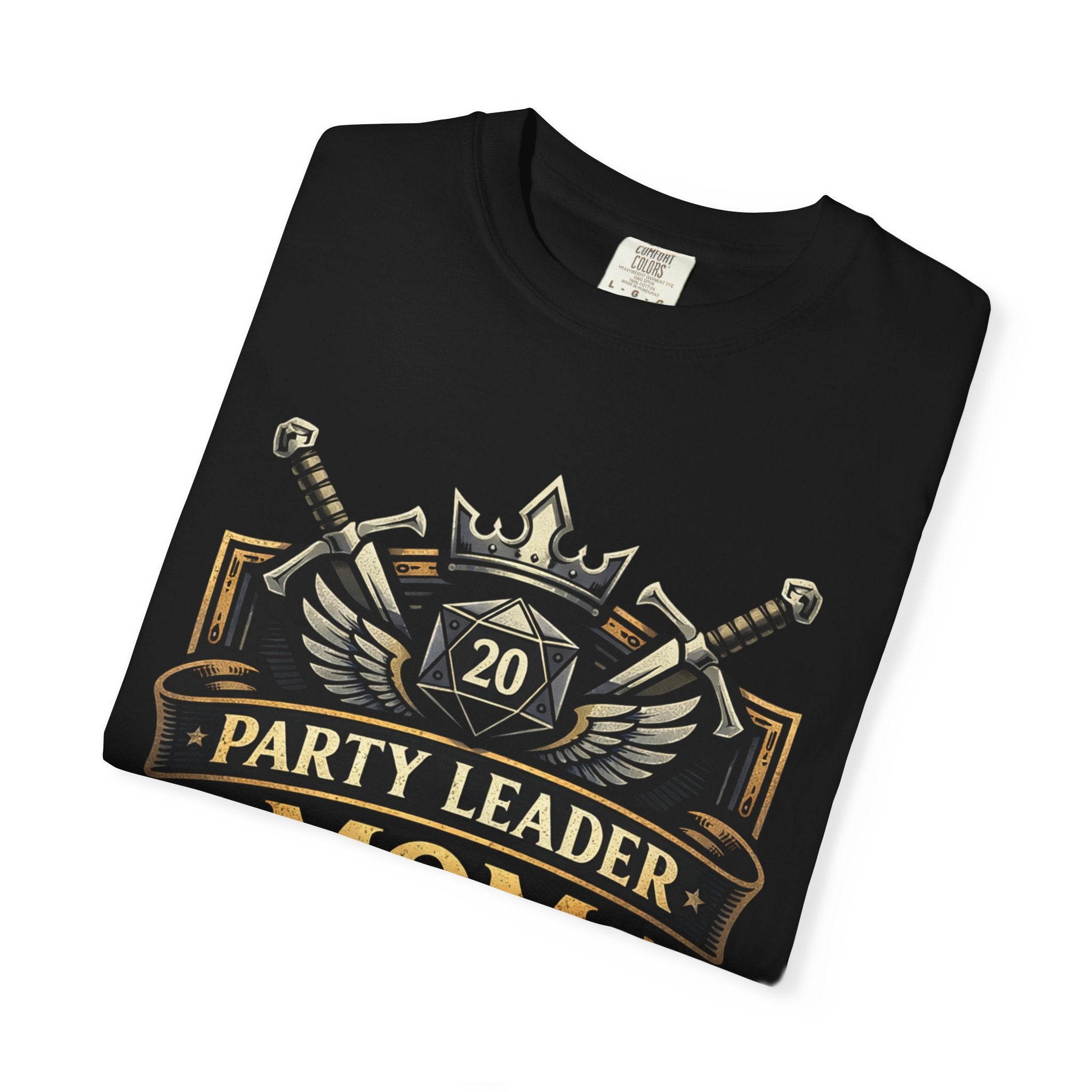 Party Leader Mom T-shirt | RPG Crest, D20 Gaming Mom Tee