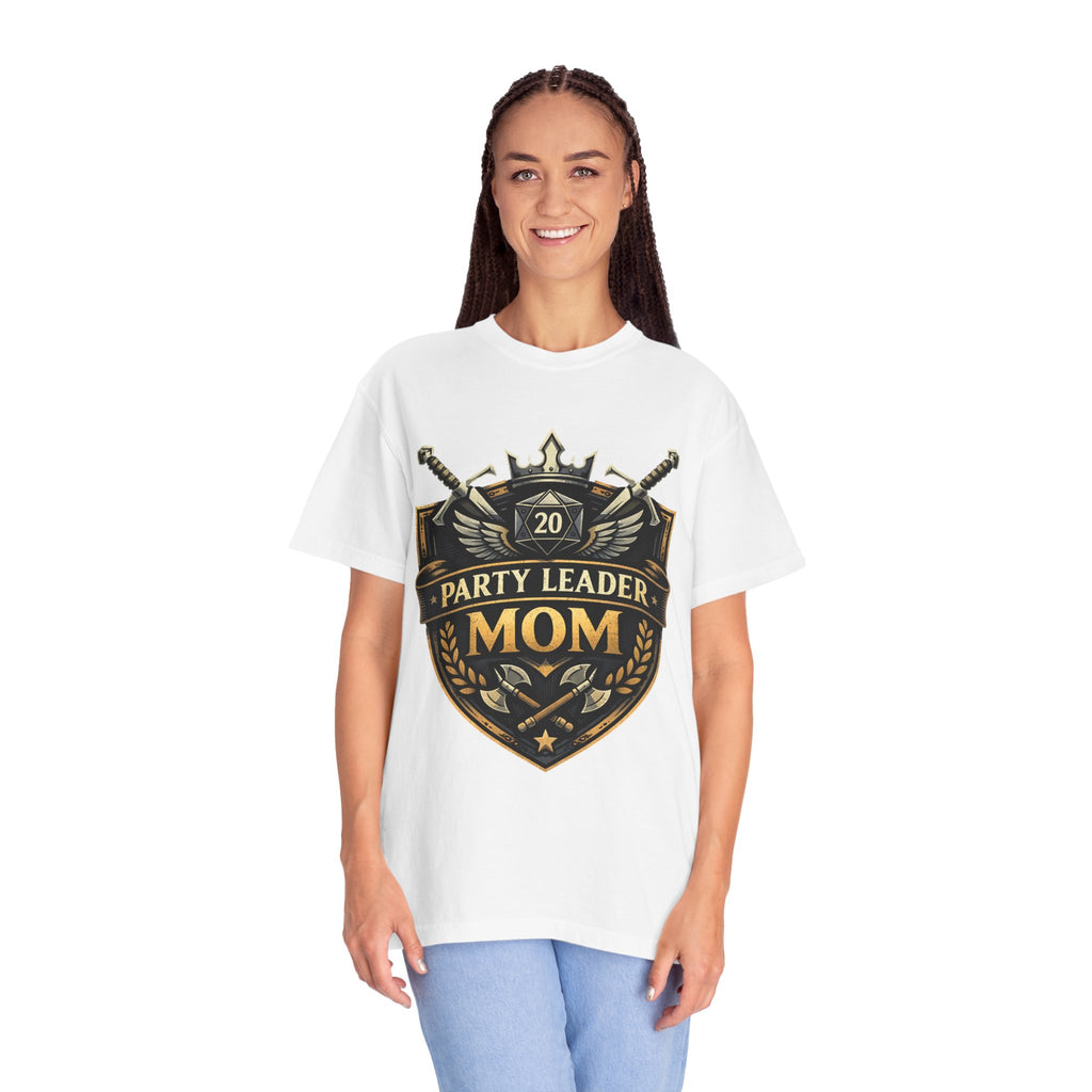 Party Leader Mom T-shirt | RPG Crest, D20 Gaming Mom Tee