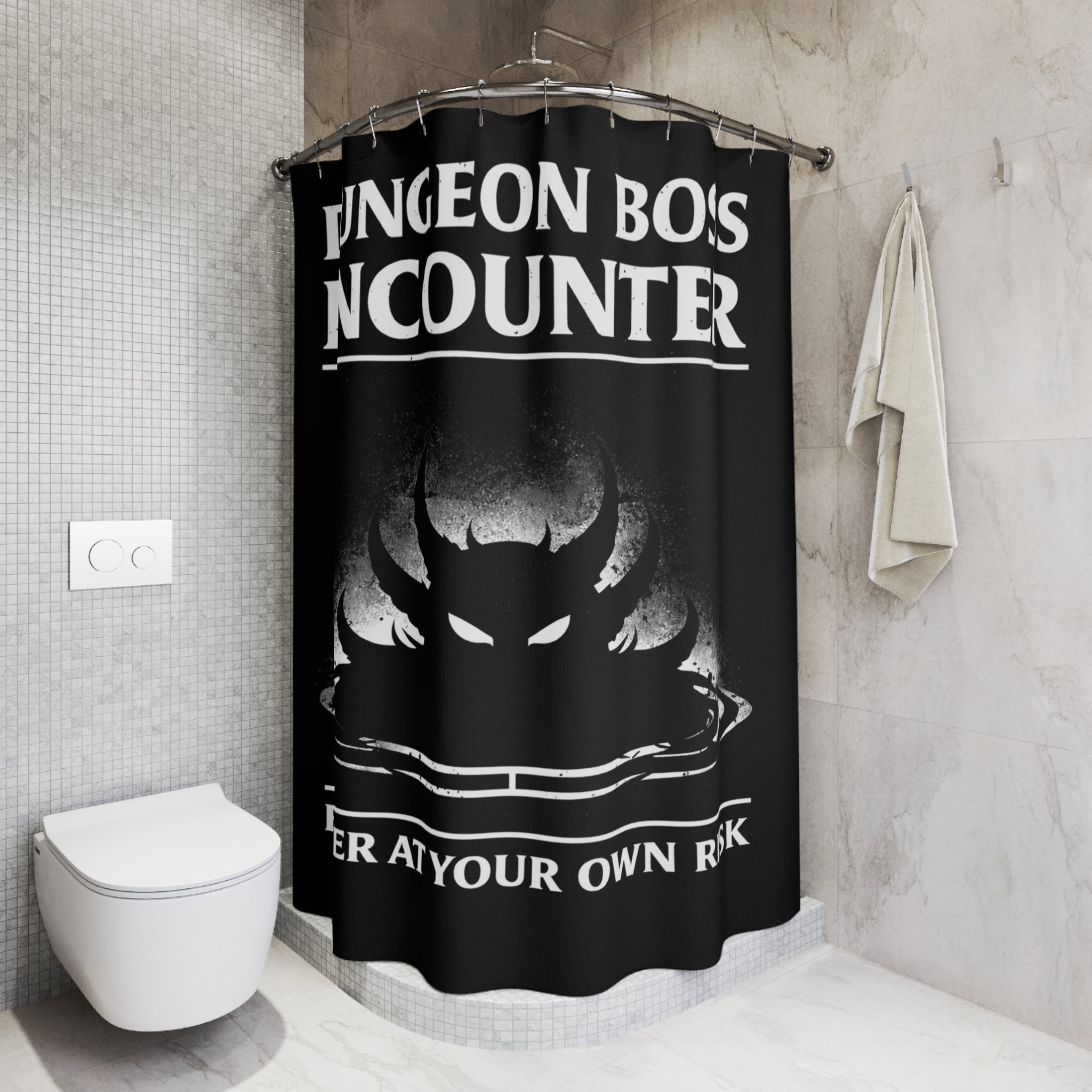 Dungeon Boss Encounter Shower Curtain | Enter At Your Own Risk