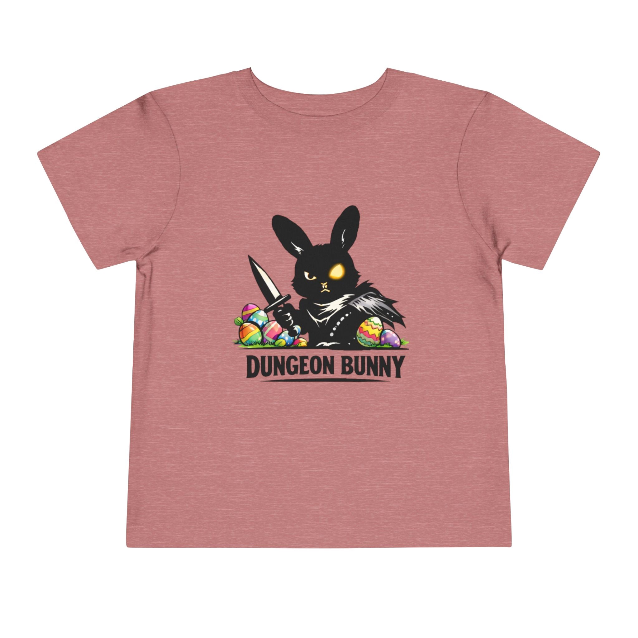 Dungeon Bunny Toddler Tee | Cute Black Bunny with Sword and Eggs