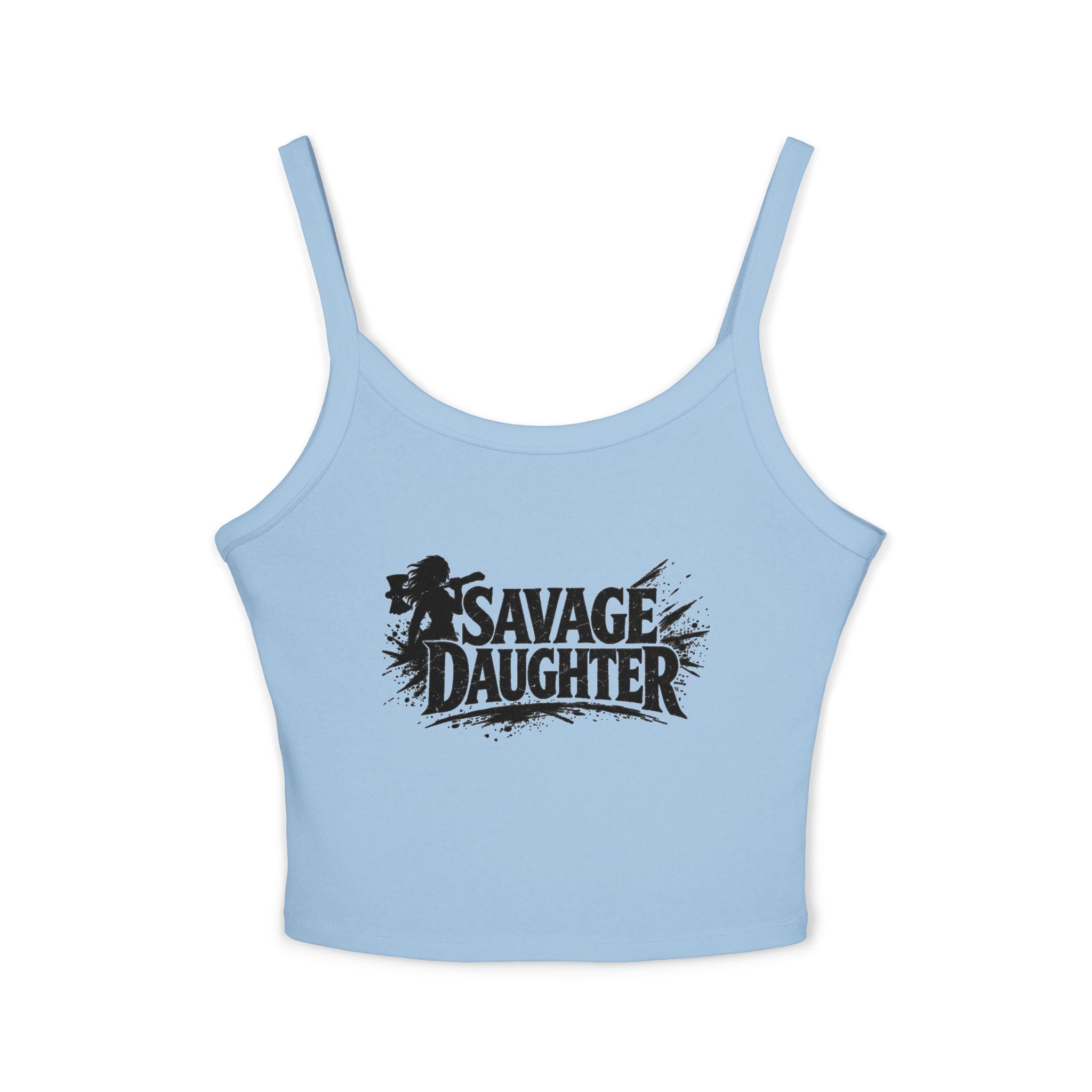 Savage Daughter Graphic Tank Top — Bold Grunge Crop Spaghetti-Strap Tee
