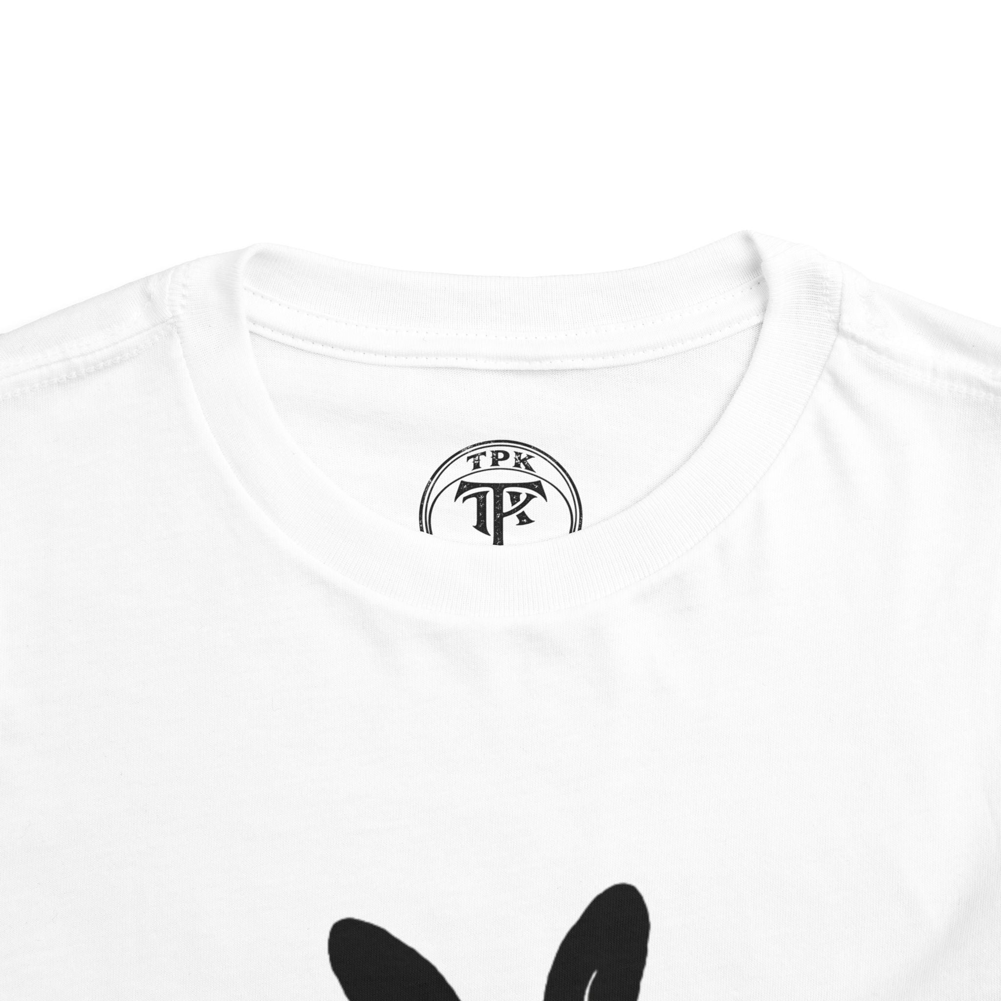Dungeon Bunny Toddler Tee | Cute Black Bunny with Sword and Eggs