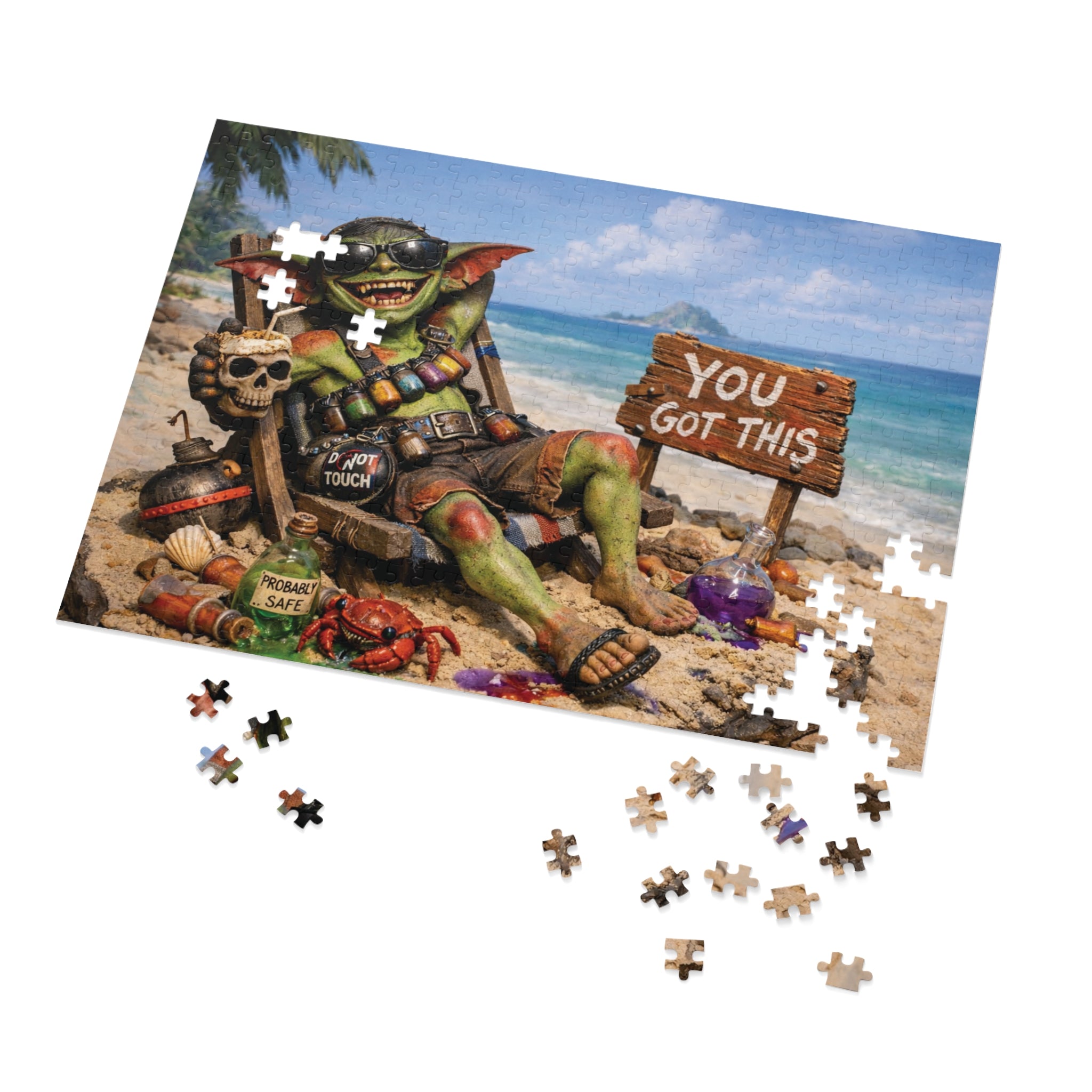 Beach Goblin Jigsaw Puzzle with Tin — "You Got This" Motivational Puzzle Gift