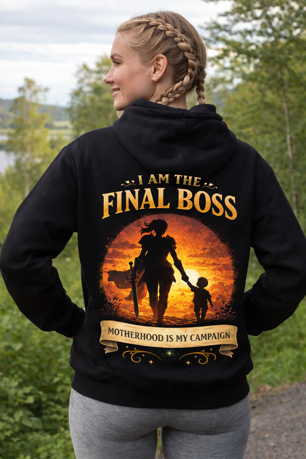 Motherhood Final Boss Hoodie — "Motherhood Is My Campaign" Graphic Hoodie