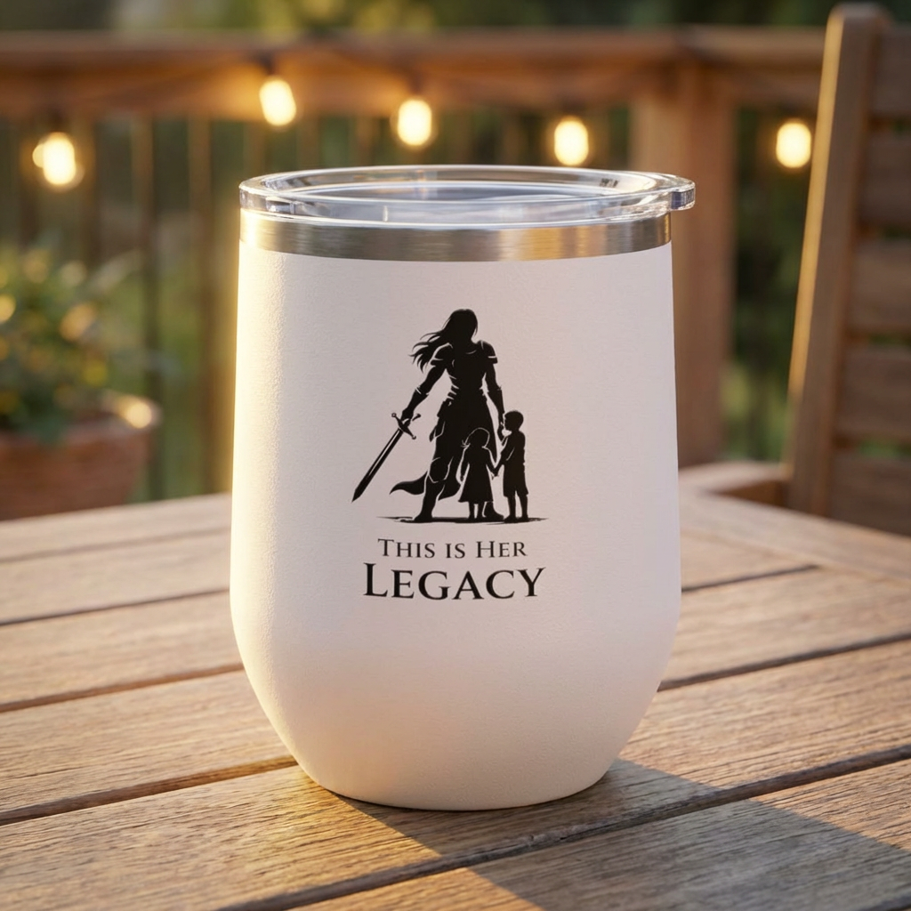 Warrior Mom Wine Tumbler – This Is Her Legacy – Strong Mother Gift – Funny Mom Cup Alternative – Wine Mom Gift – Mother’s Day Tumbler