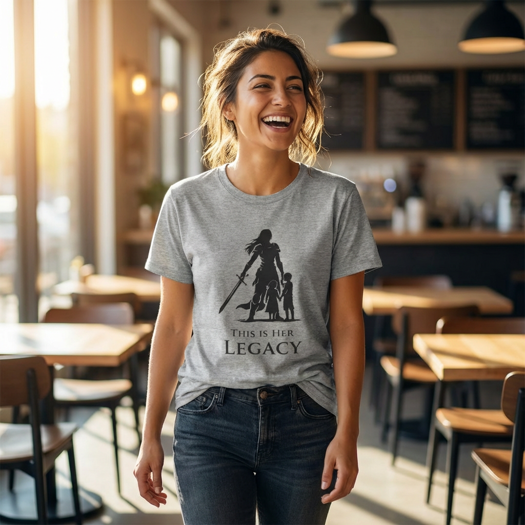 Warrior Mom Shirt – This Is Her Legacy – Strong Mother Gift – Fantasy Woman Tee – Powerful Mom Apparel – Mother’s Day Gift Idea