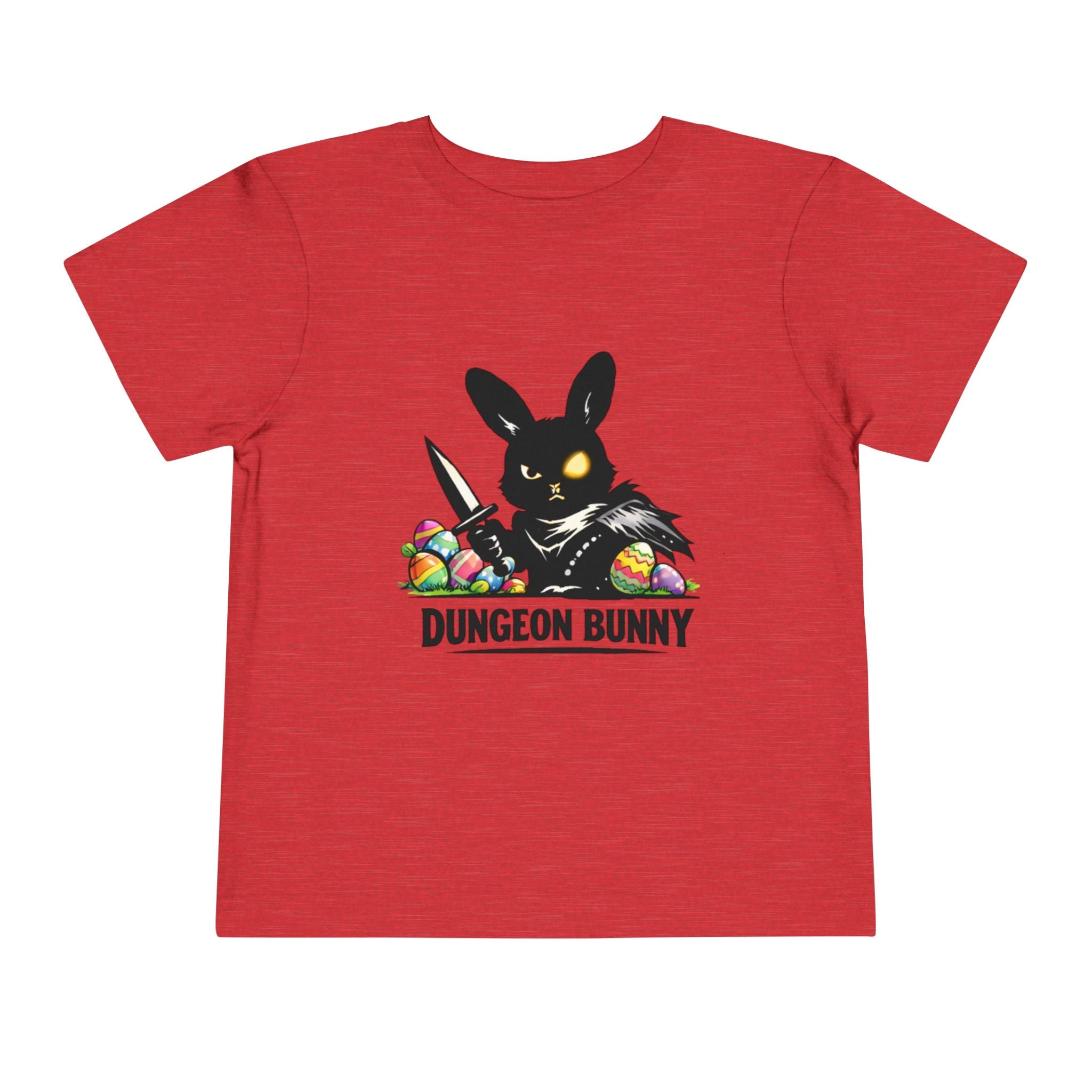 Dungeon Bunny Toddler Tee | Cute Black Bunny with Sword and Eggs