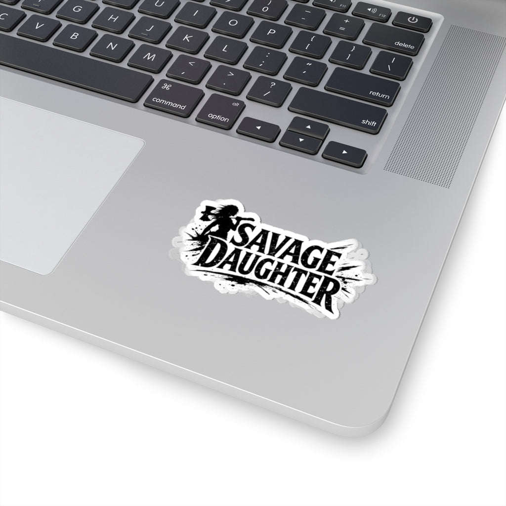 Savage Daughter Sticker | Kiss-Cut Vinyl Sticker, Biker Skull Silhouette