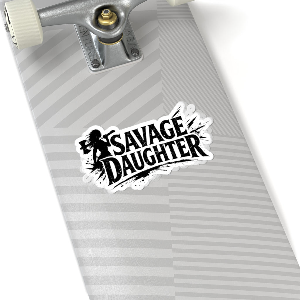Savage Daughter Sticker | Kiss-Cut Vinyl Sticker, Biker Skull Silhouette