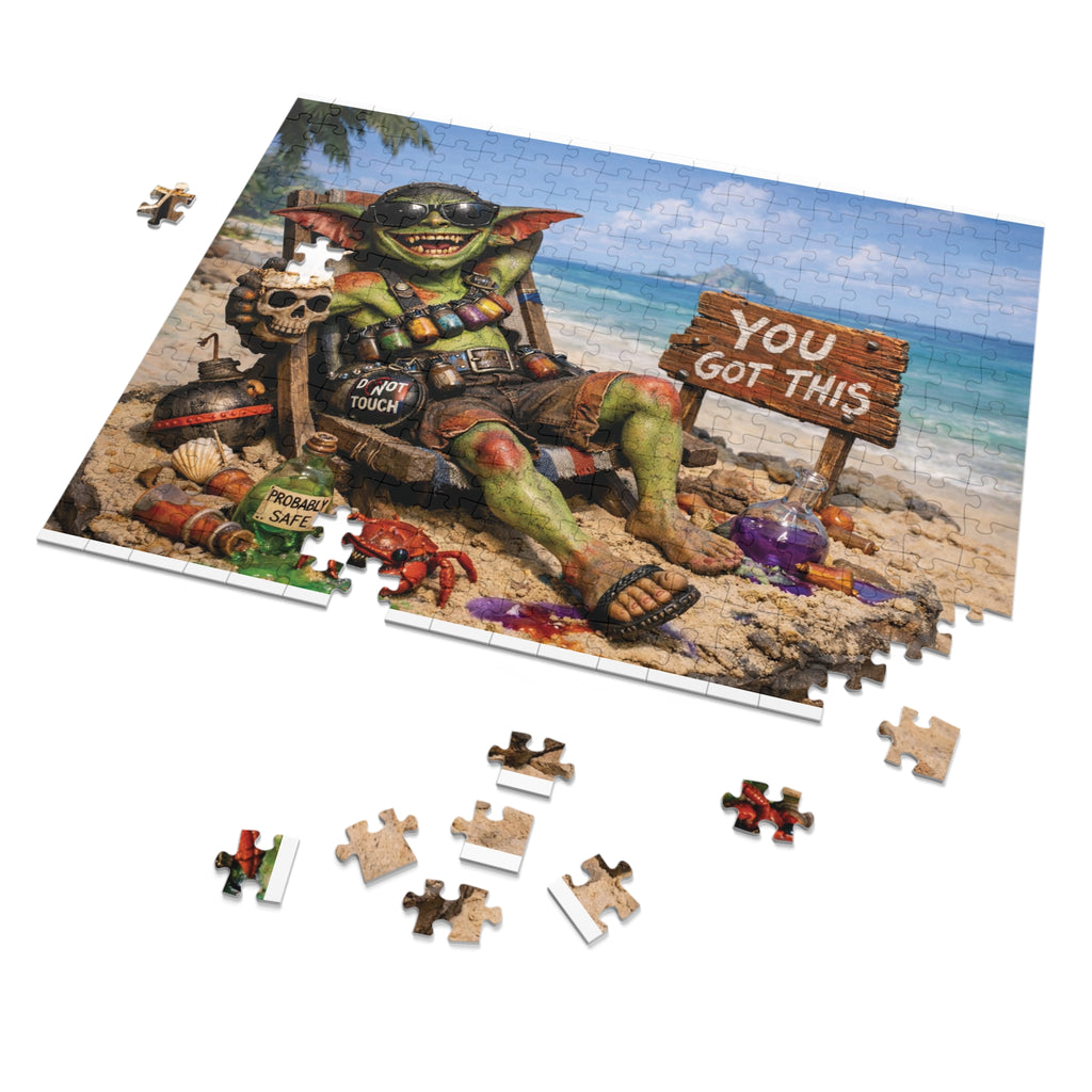 Beach Goblin Jigsaw Puzzle with Tin — "You Got This" Motivational Puzzle Gift