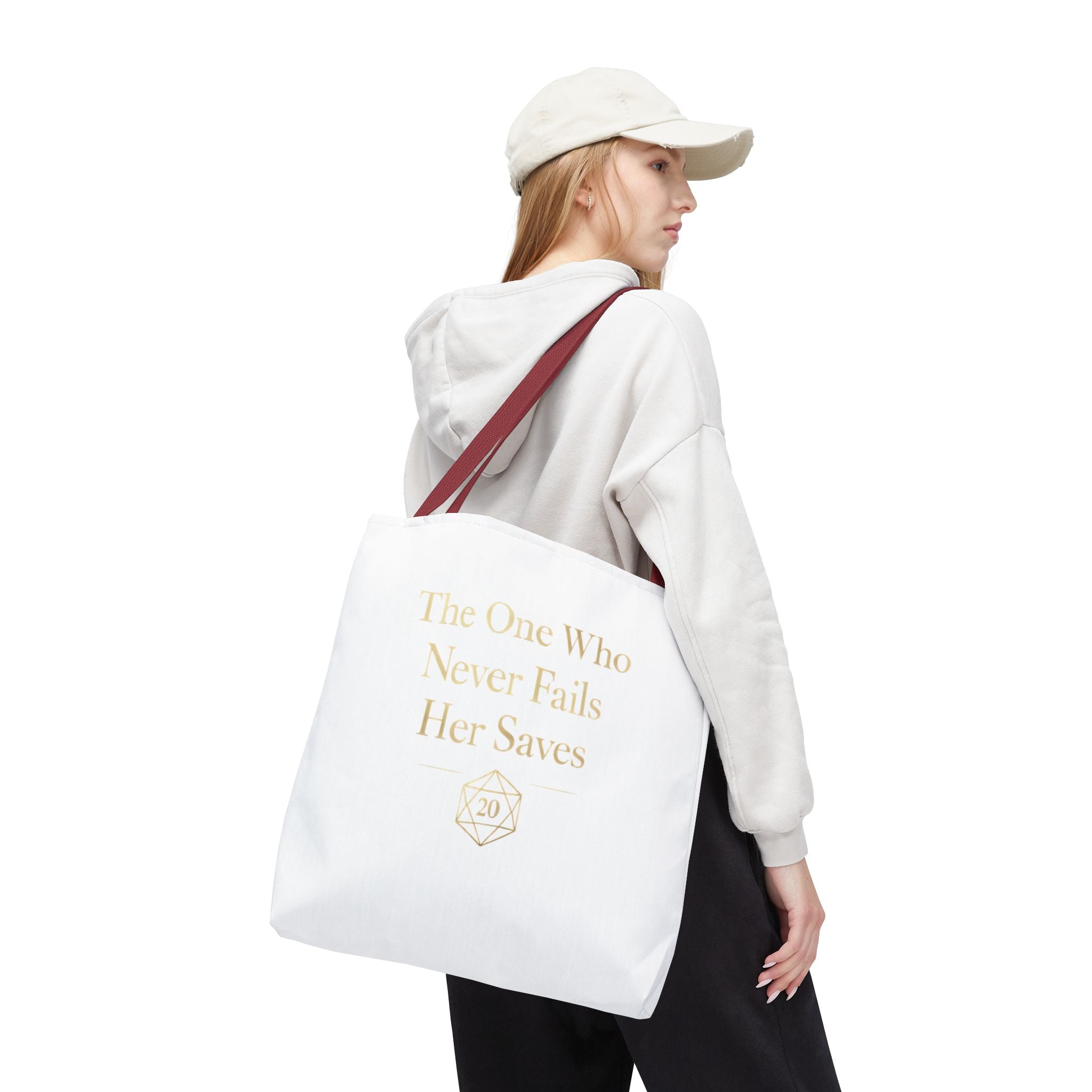 The One Who Never Fails Her Saves tote bag | RPG D20 tabletop gamer design