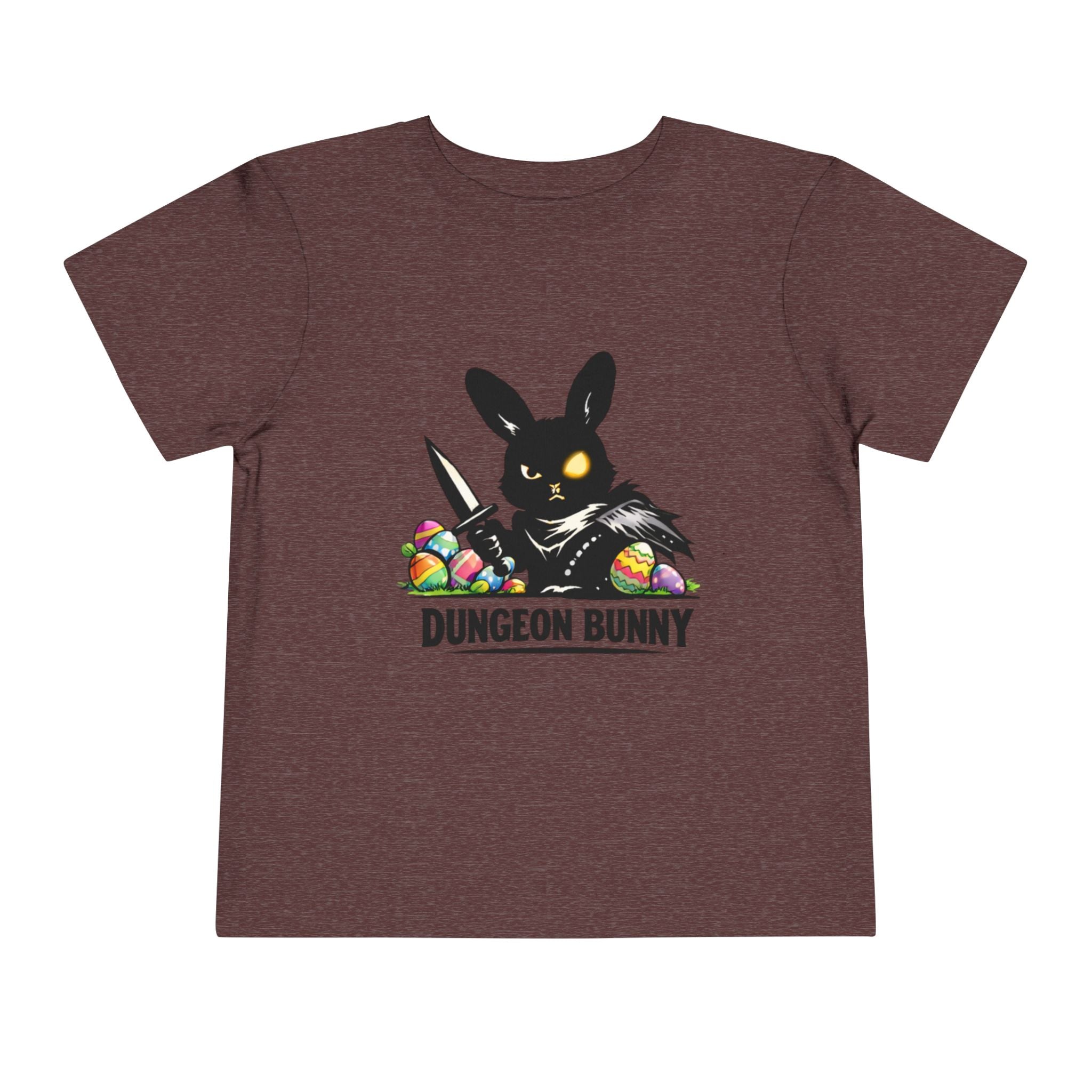 Dungeon Bunny Toddler Tee | Cute Black Bunny with Sword and Eggs
